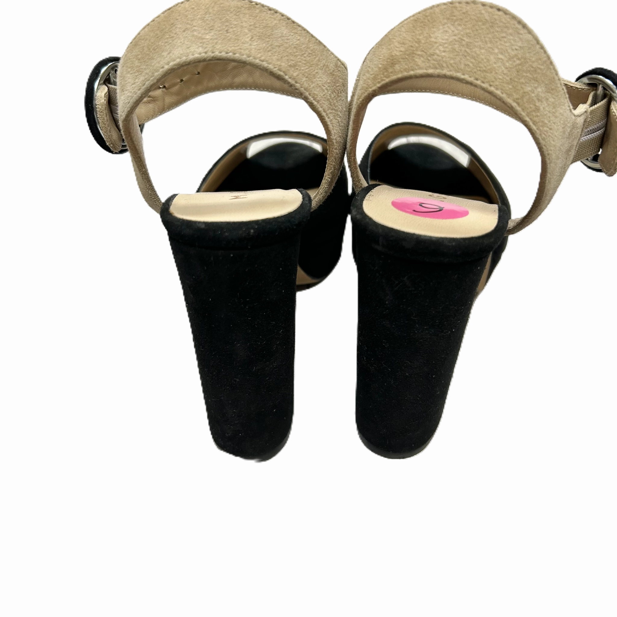 Sandals Heels Block By M Gemi In Black & Cream, Size: 6