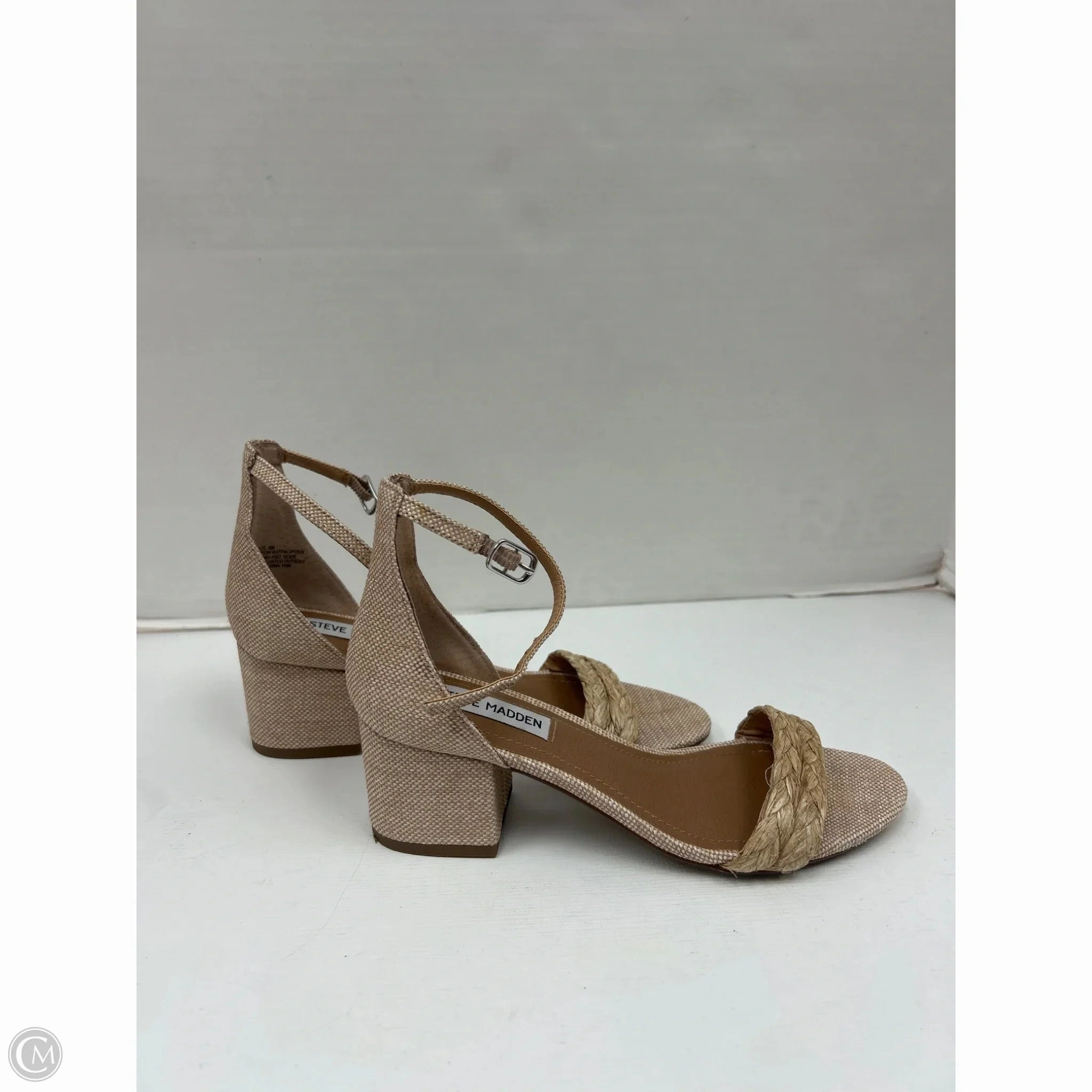 Sandals Heels Block By Steve Madden In Tan, Size: 6