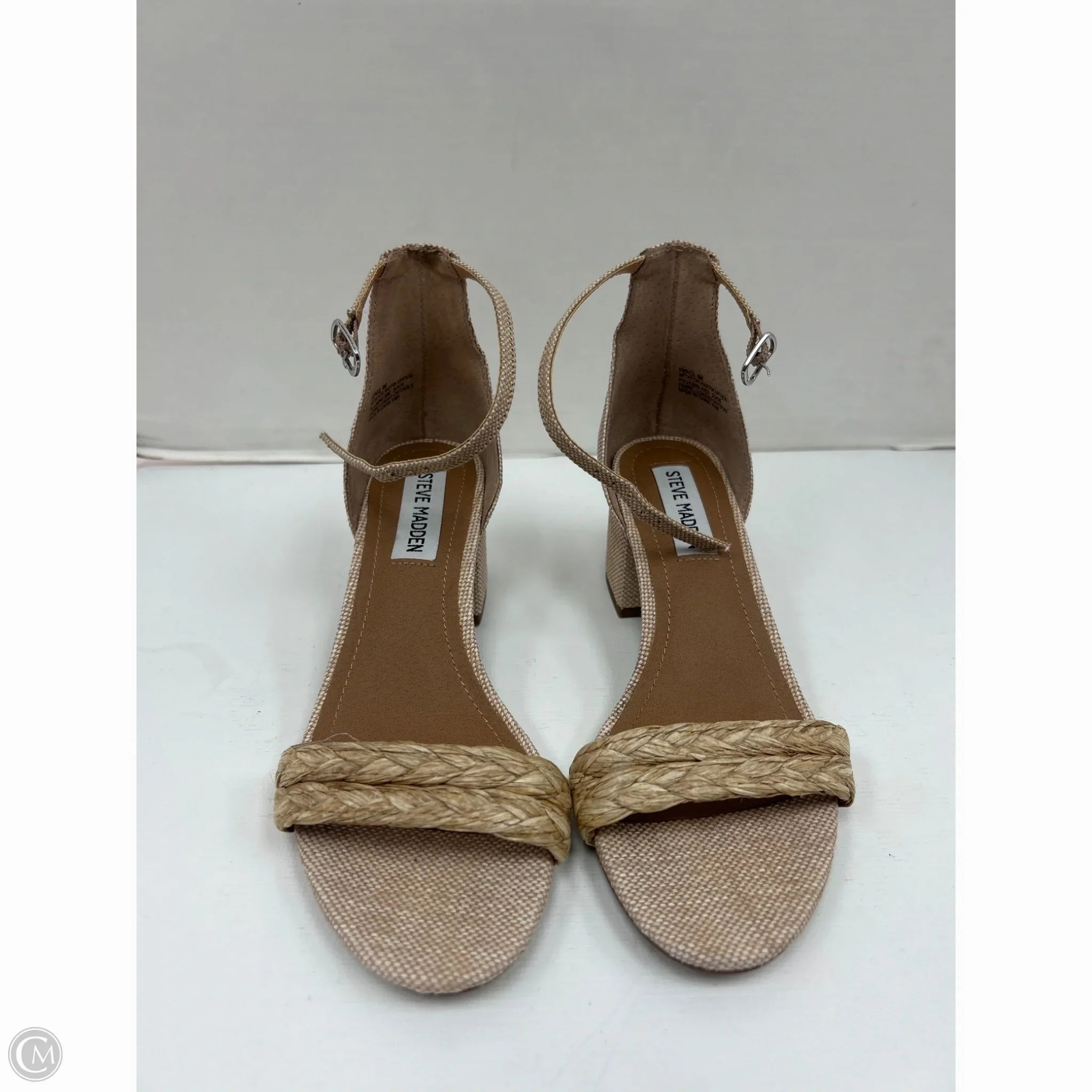 Sandals Heels Block By Steve Madden In Tan, Size: 6