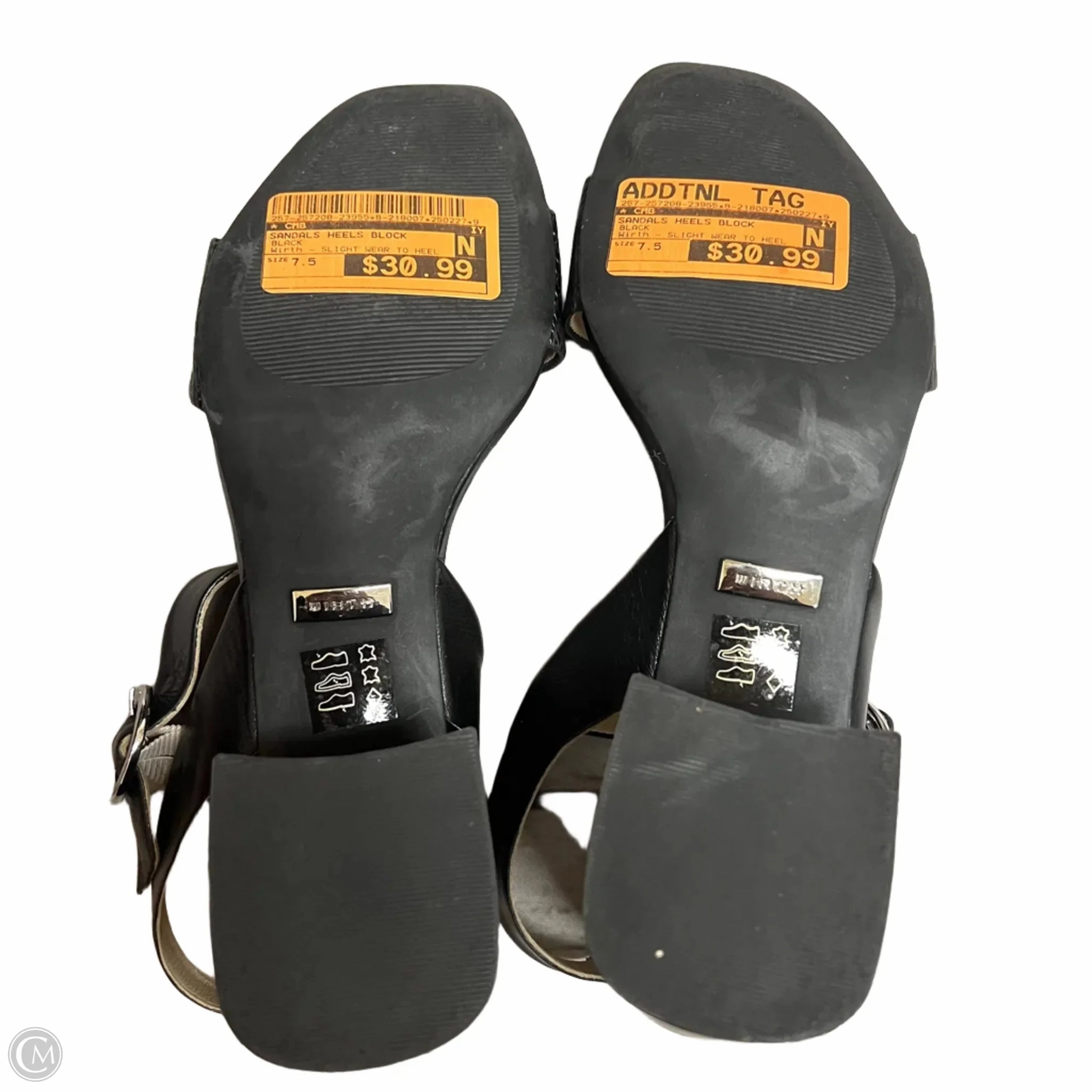 Sandals Heels Block By Wirth In Black, Size: 7.5