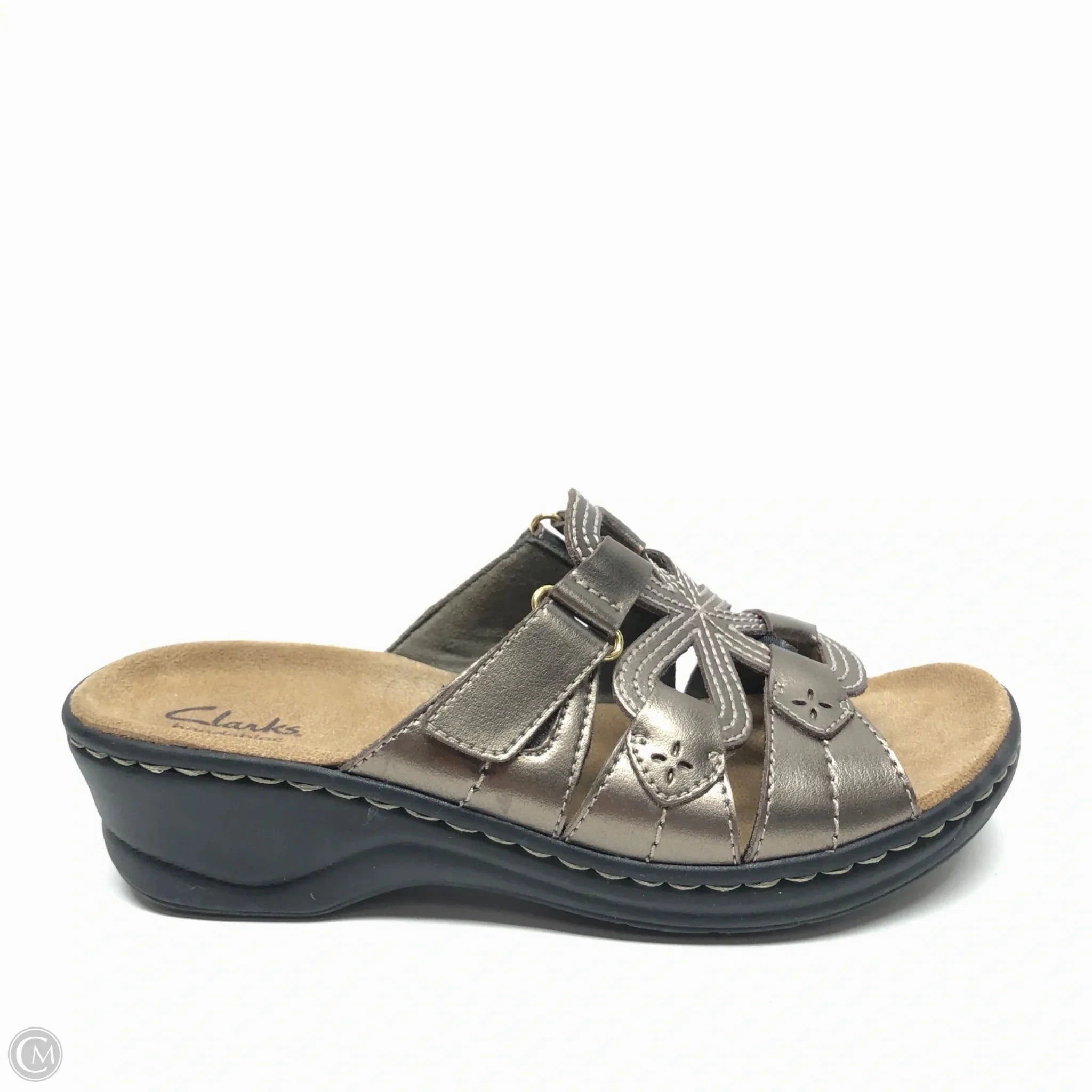 Sandals Heels Platform By Clarks In Gold, Size: 8