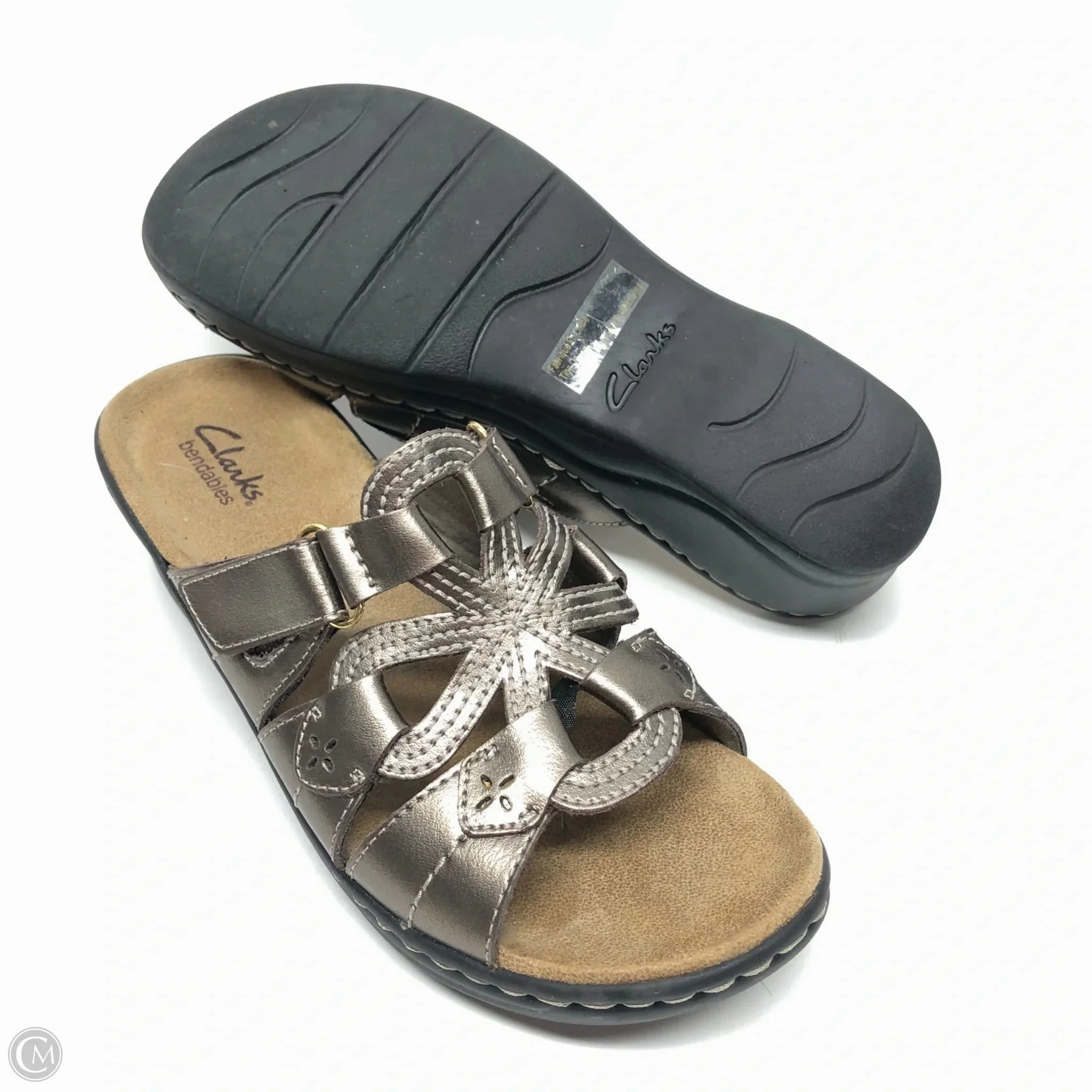 Sandals Heels Platform By Clarks In Gold, Size: 8