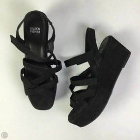 Sandals Heels Platform By Eileen Fisher In Black, Size: 8