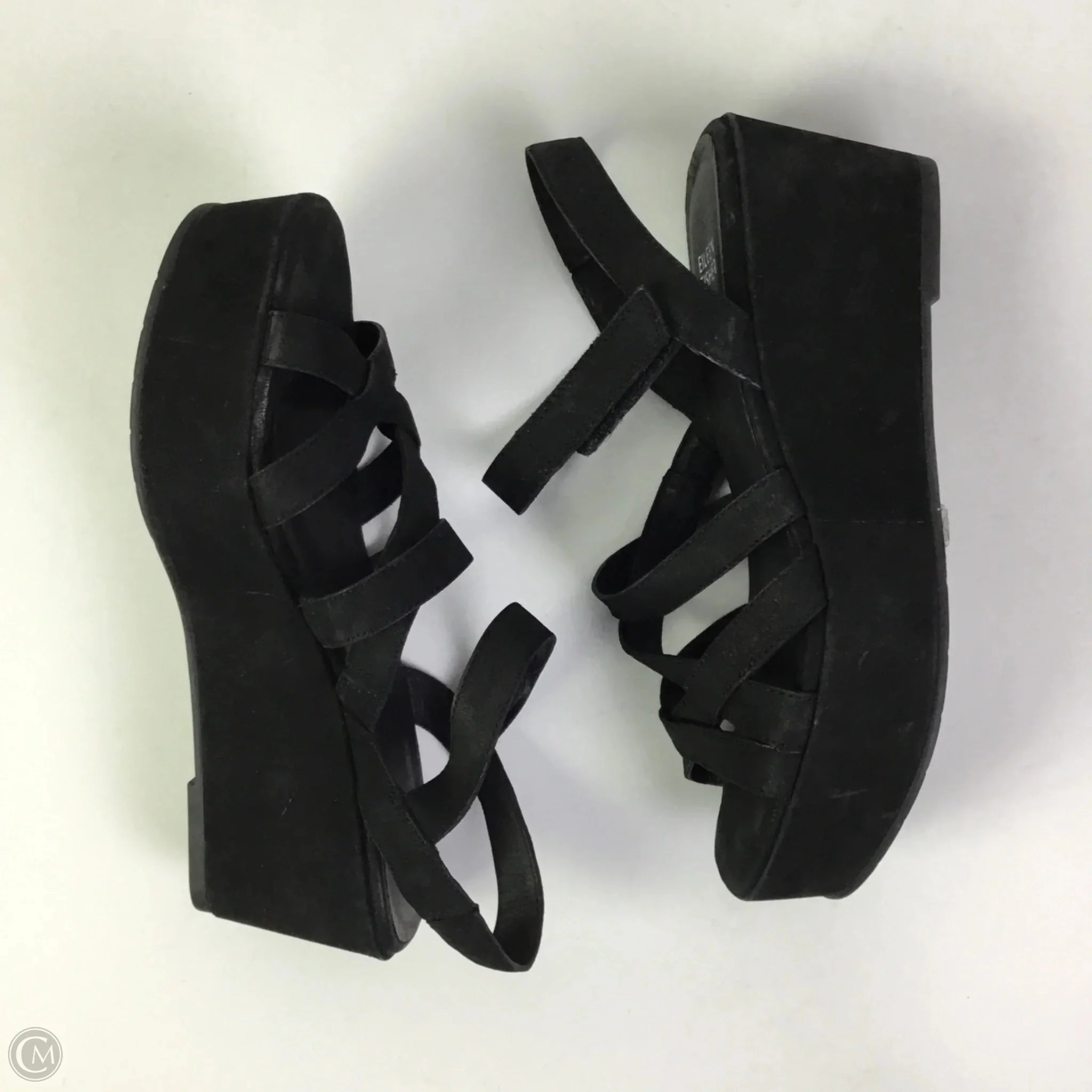 Sandals Heels Platform By Eileen Fisher In Black, Size: 8