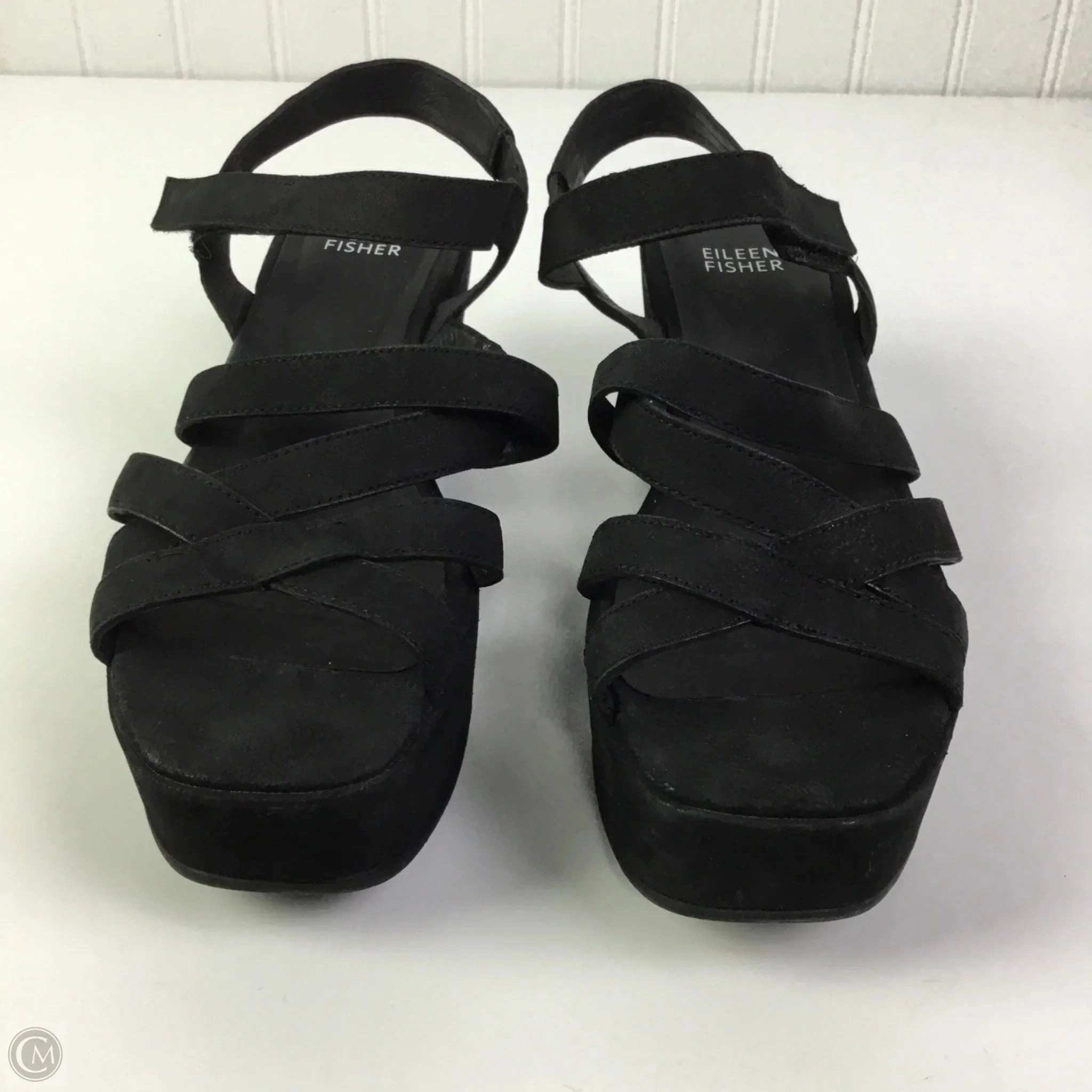 Sandals Heels Platform By Eileen Fisher In Black, Size: 8