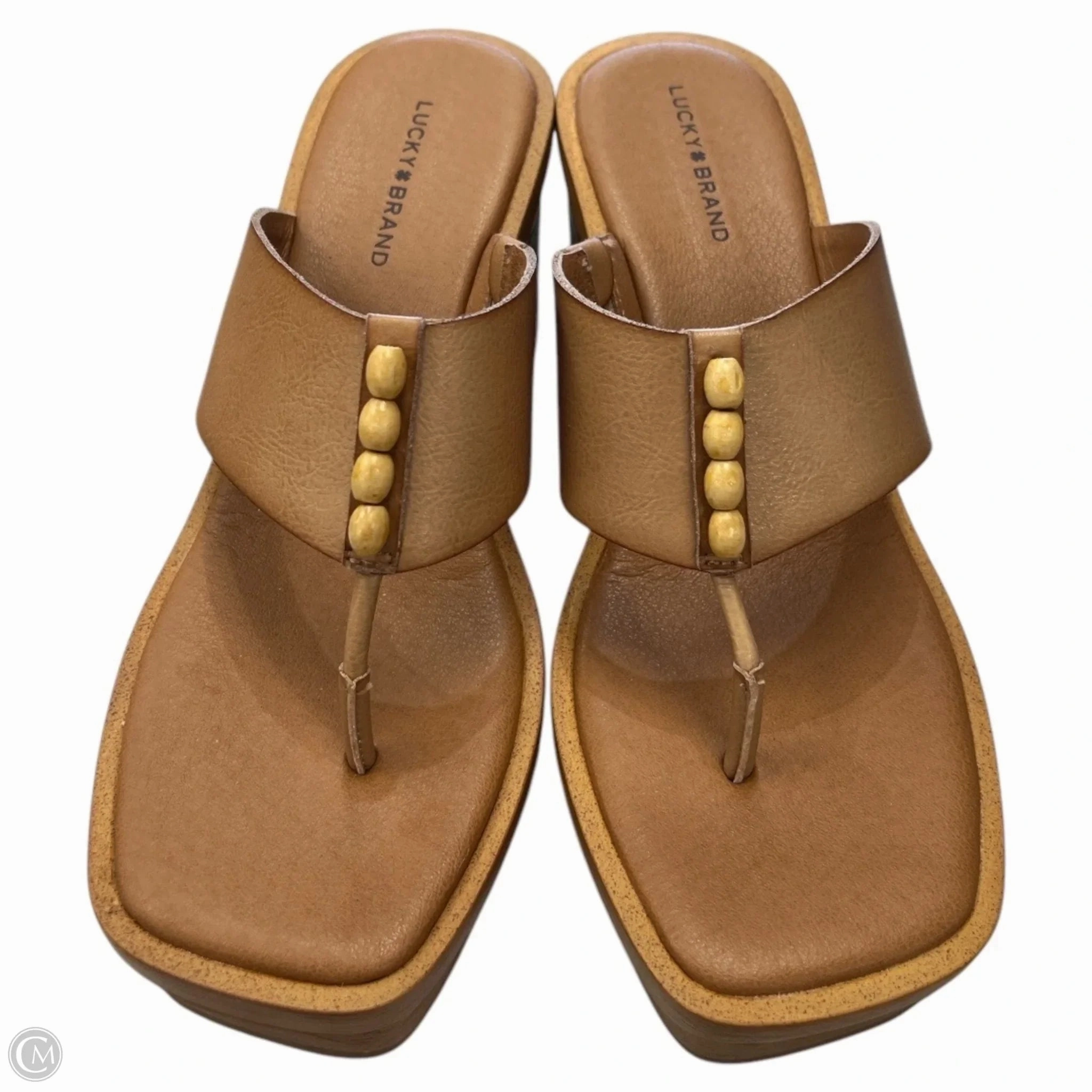 Sandals Heels Platform By Lucky Brand In Tan, Size: 8.5
