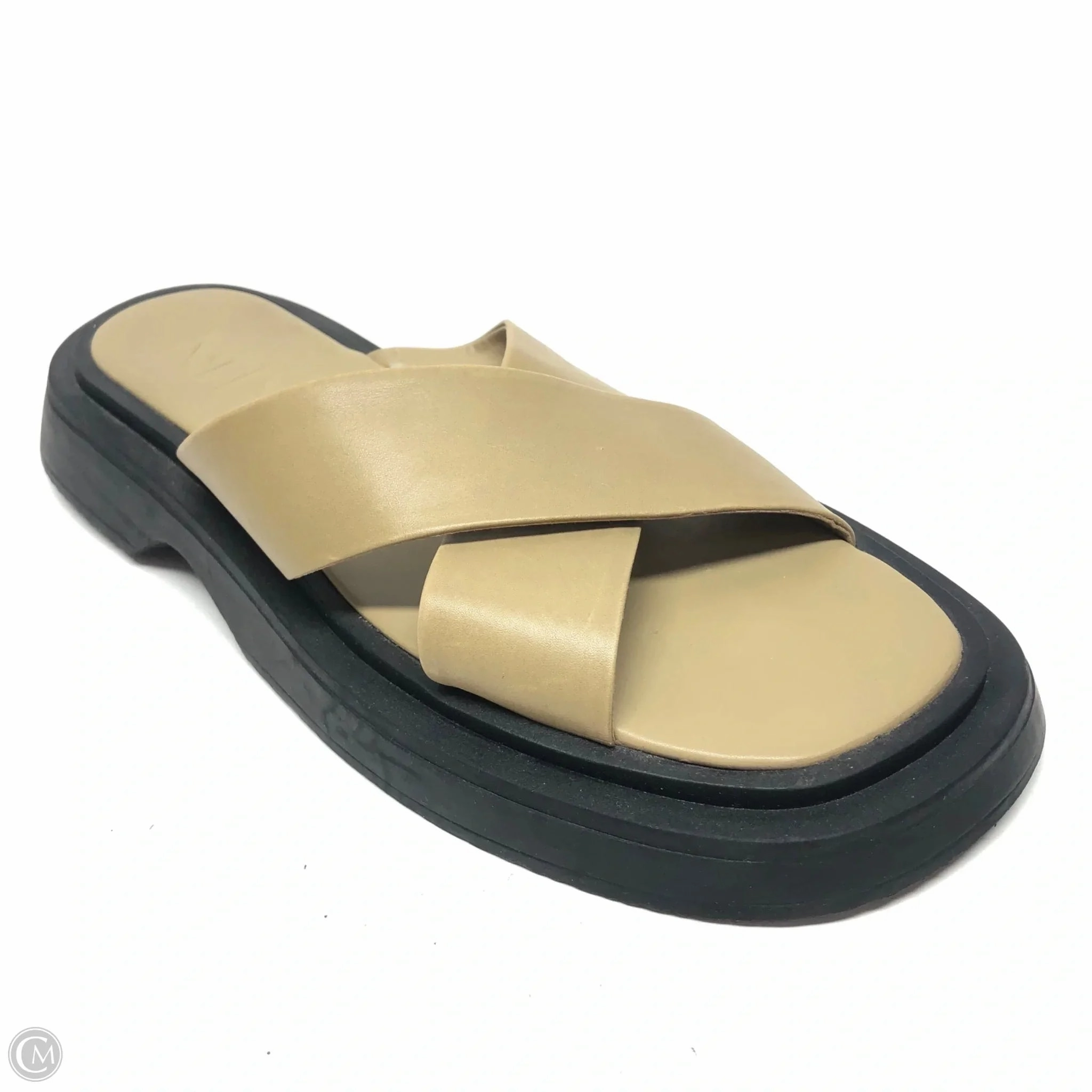 Sandals Heels Platform By Mng In Tan, Size: 8.5