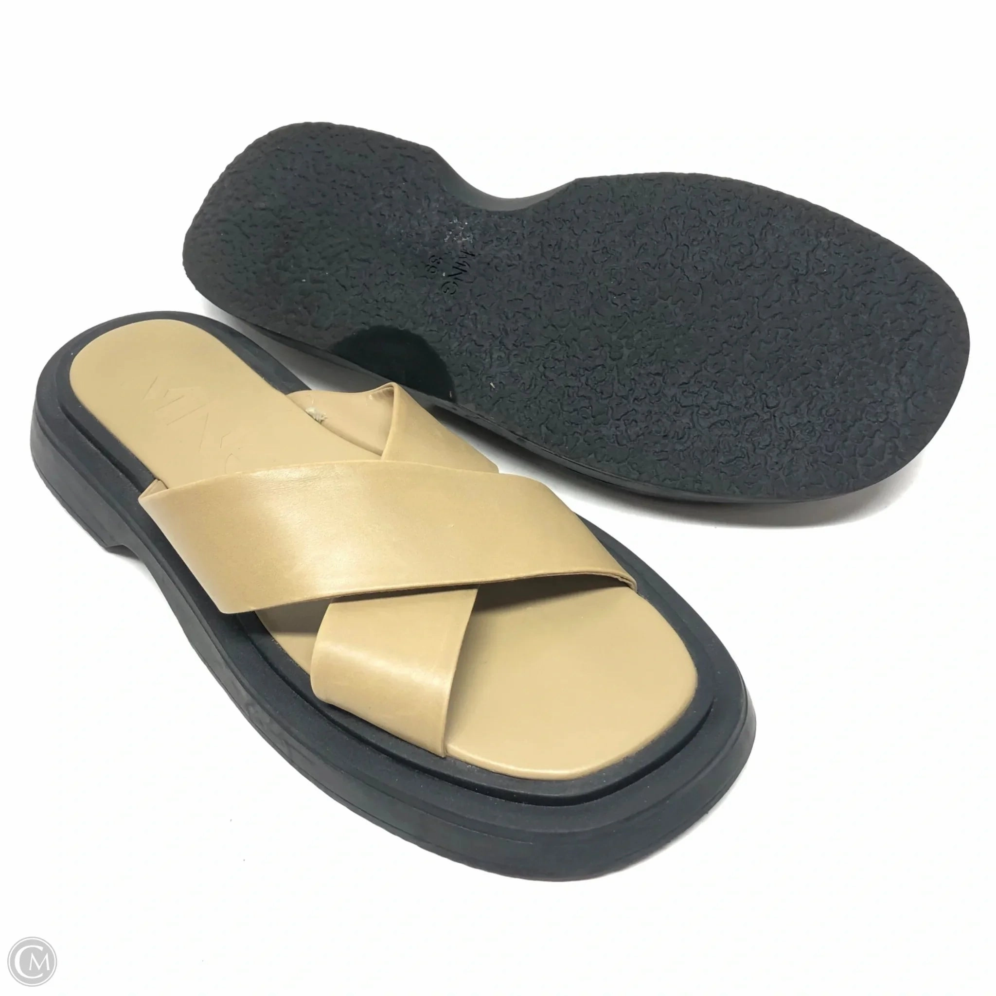 Sandals Heels Platform By Mng In Tan, Size: 8.5