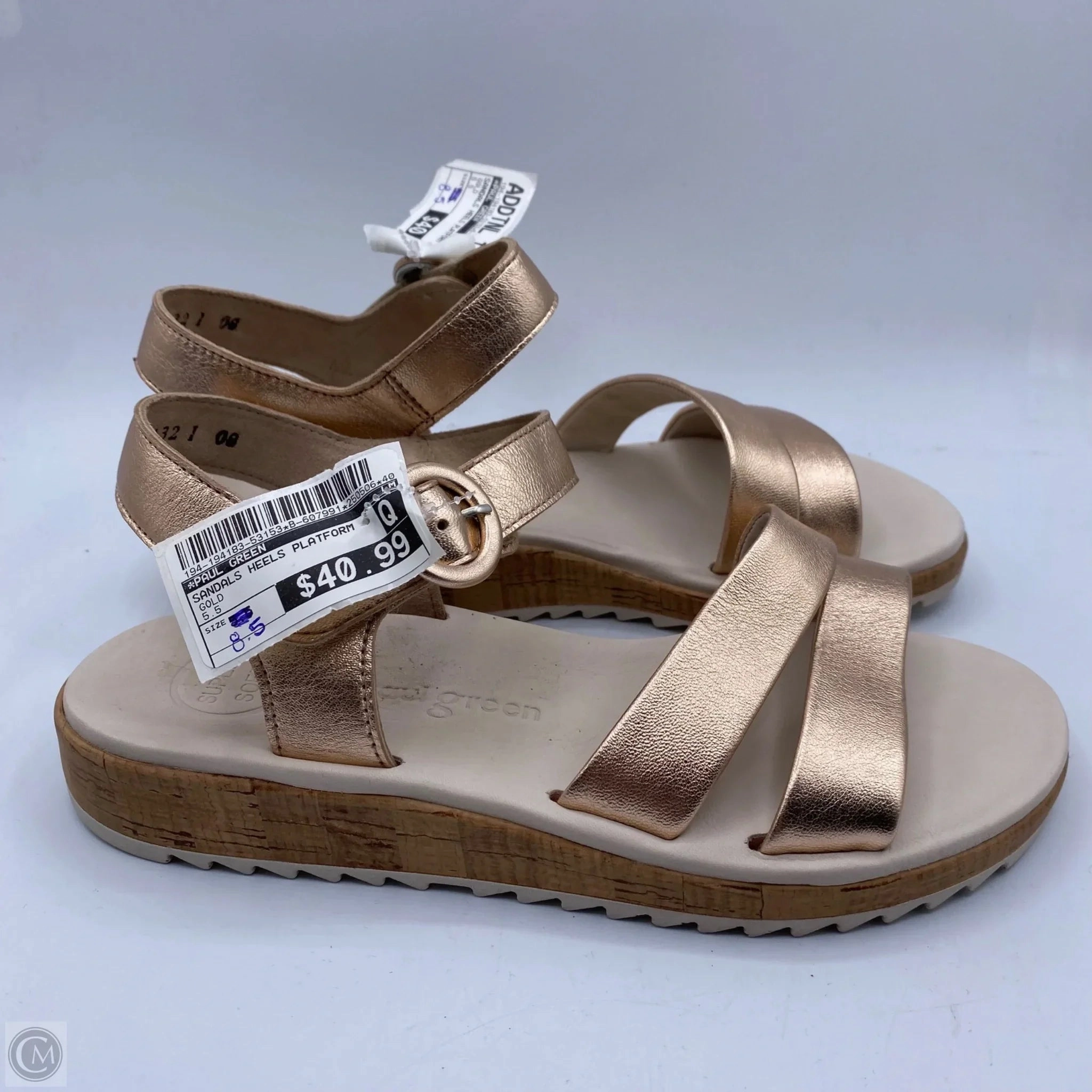 Sandals Heels Platform By Paul Green In Rose Gold, Size: 8.5