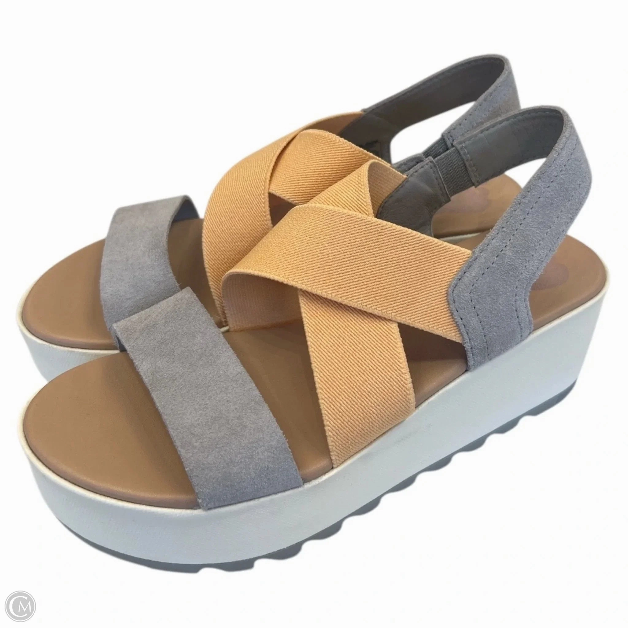 Sandals Heels Platform By Sorel In Grey & Orange, Size: 6