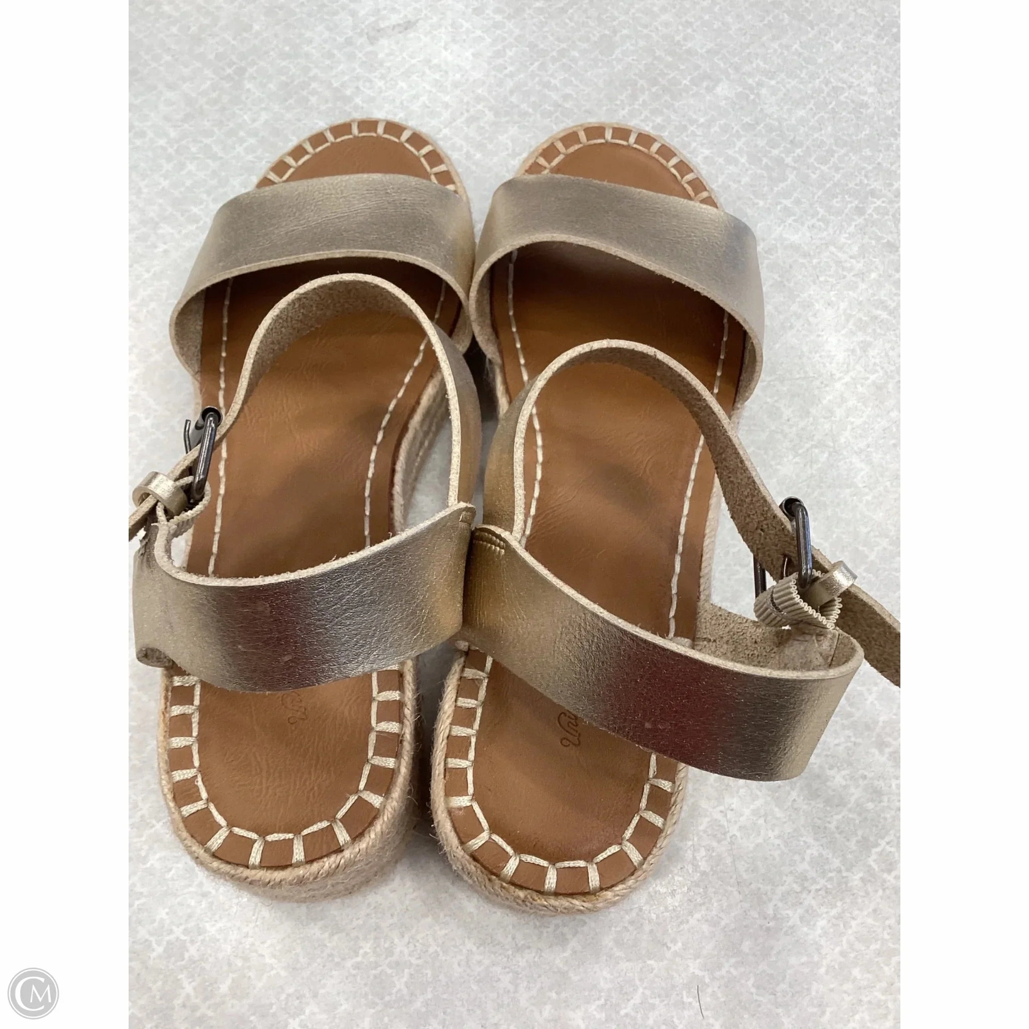 Sandals Heels Platform By Universal Thread In Gold, Size: 9.5