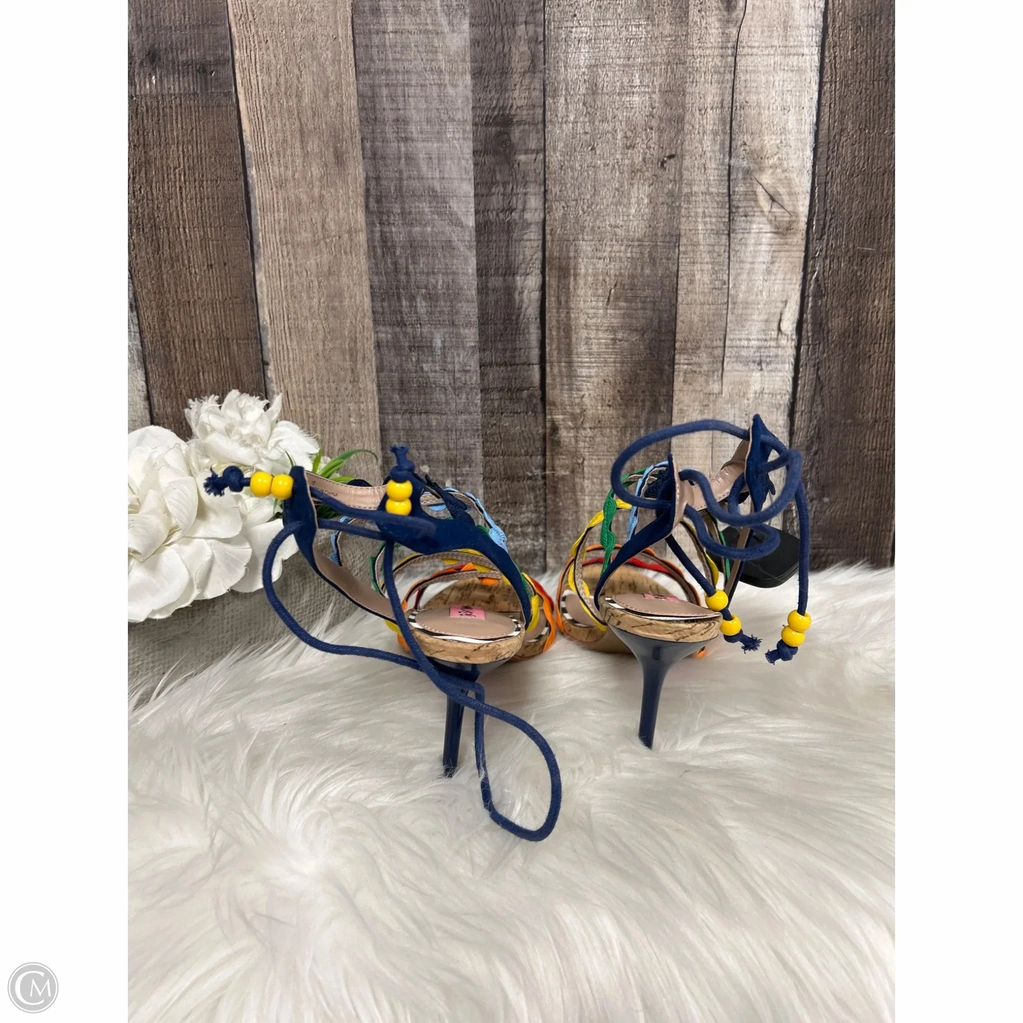 Sandals Heels Stiletto By Betsey Johnson In Multi-colored, Size: 10