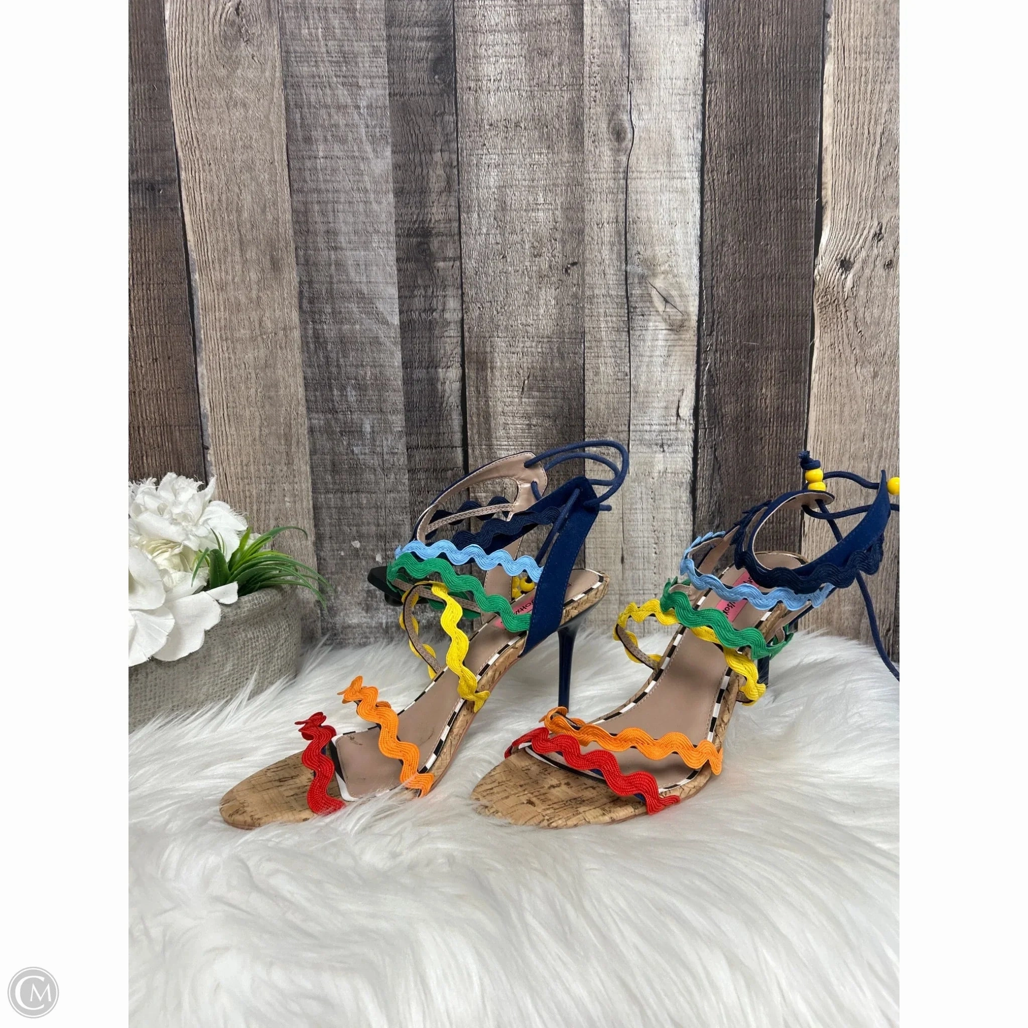 Sandals Heels Stiletto By Betsey Johnson In Multi-colored, Size: 10