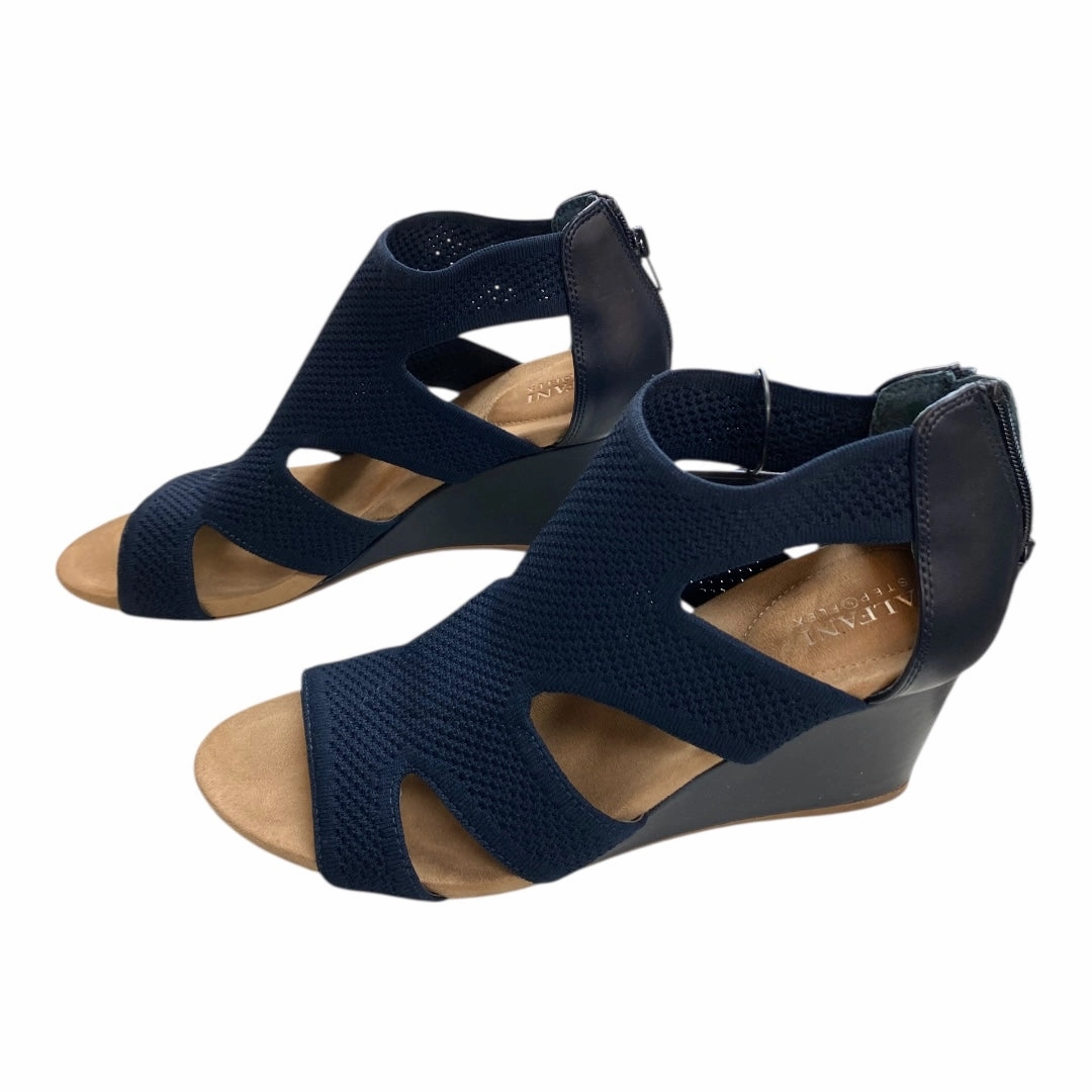 Sandals Heels Wedge By Alfani In Navy, Size:10