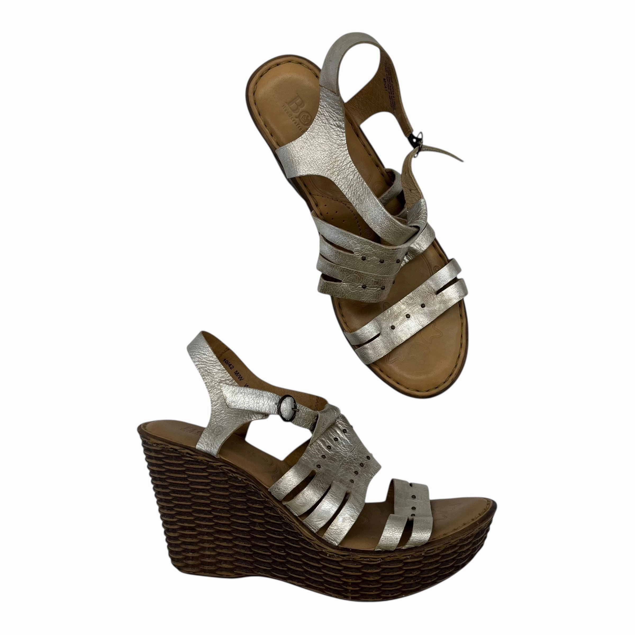 Sandals Heels Wedge By Born In Gold, Size:10