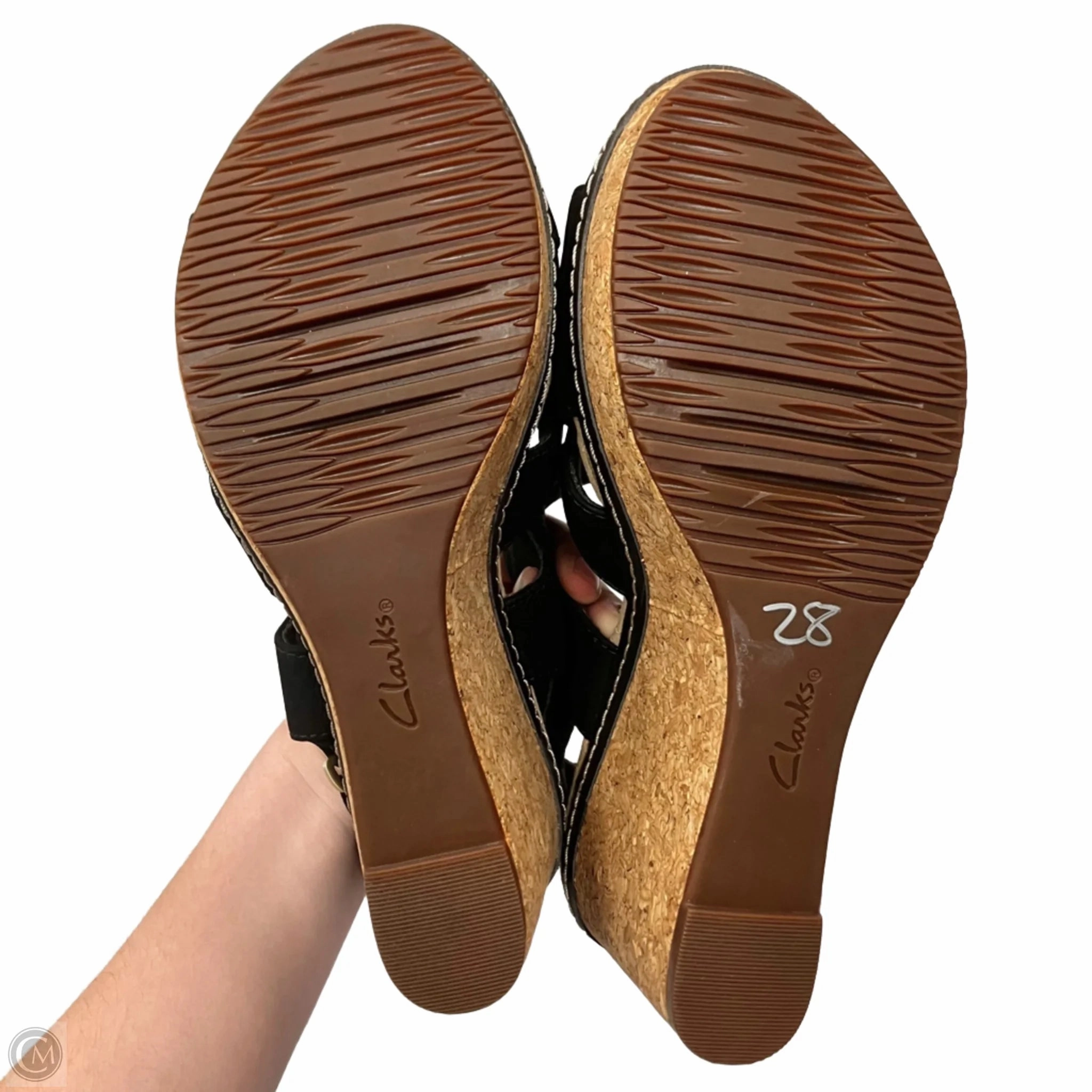 Sandals Heels Wedge By Clarks In Black, Size: 7