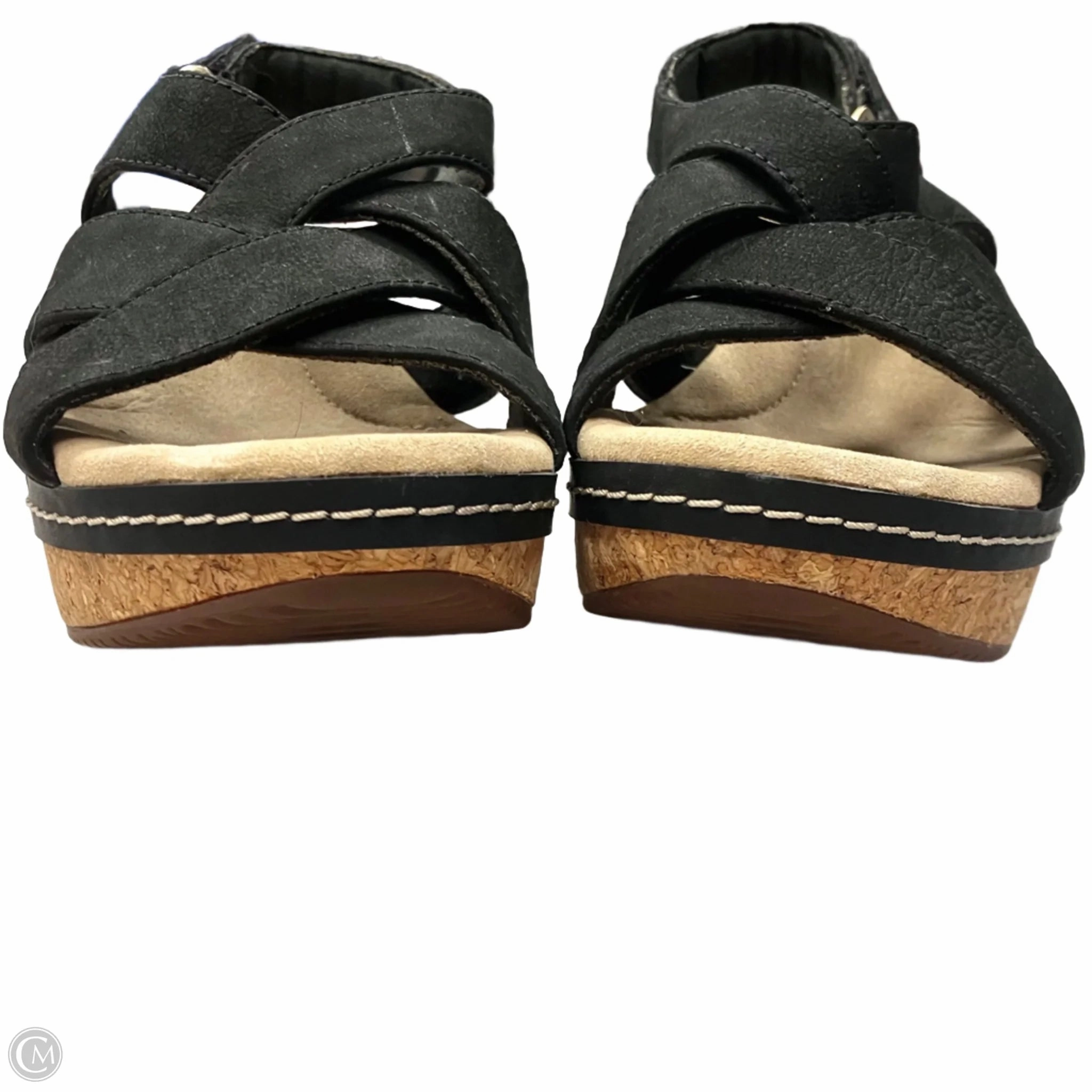 Sandals Heels Wedge By Clarks In Black, Size: 7