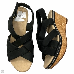 Sandals Heels Wedge By Clarks In Black, Size: 7