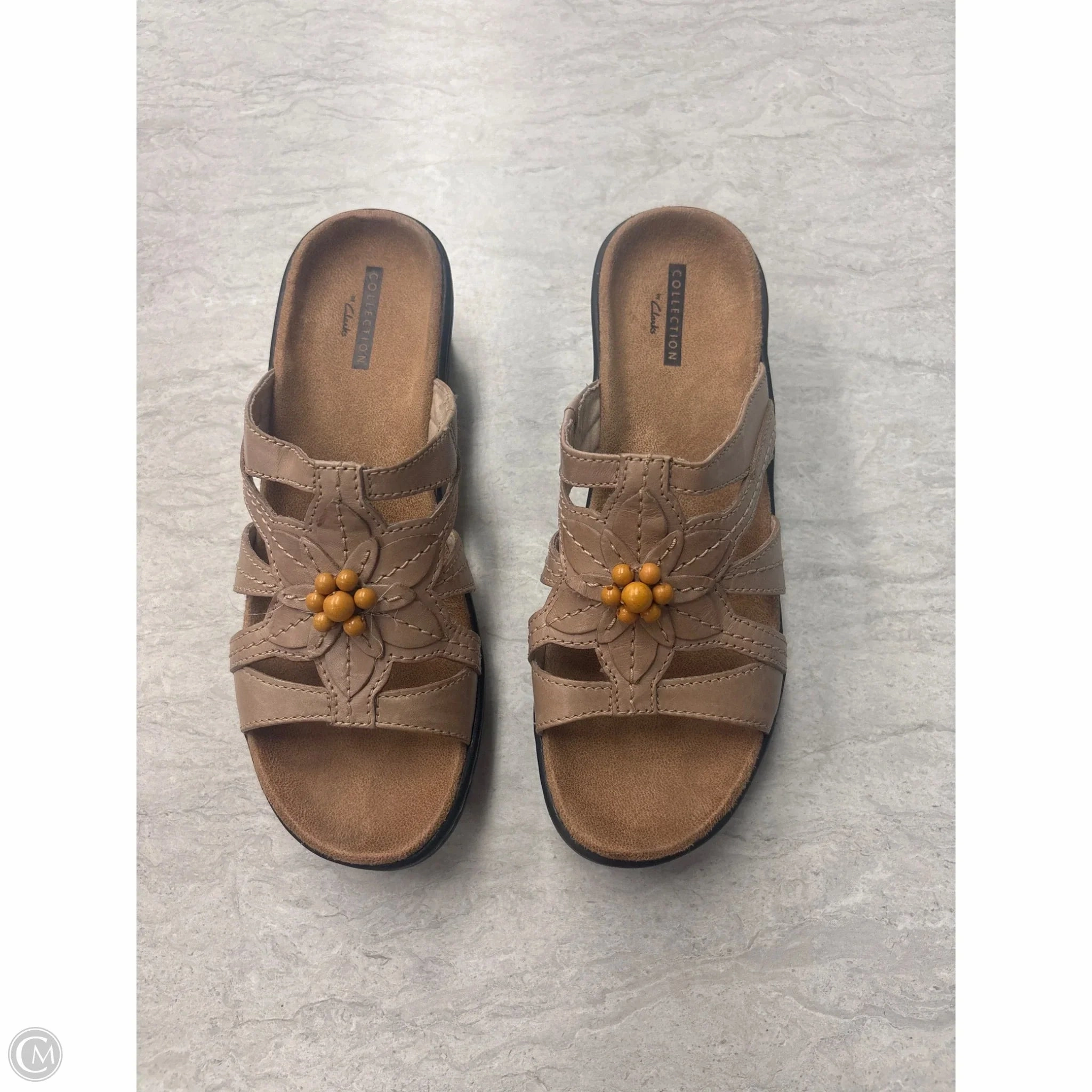 Sandals Heels Wedge By Clarks In Tan, Size: 6.5