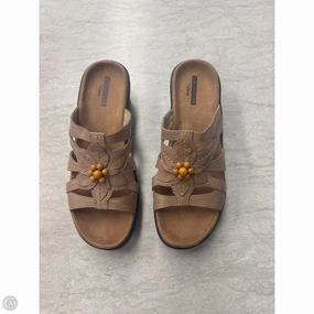Sandals Heels Wedge By Clarks In Tan, Size: 6.5