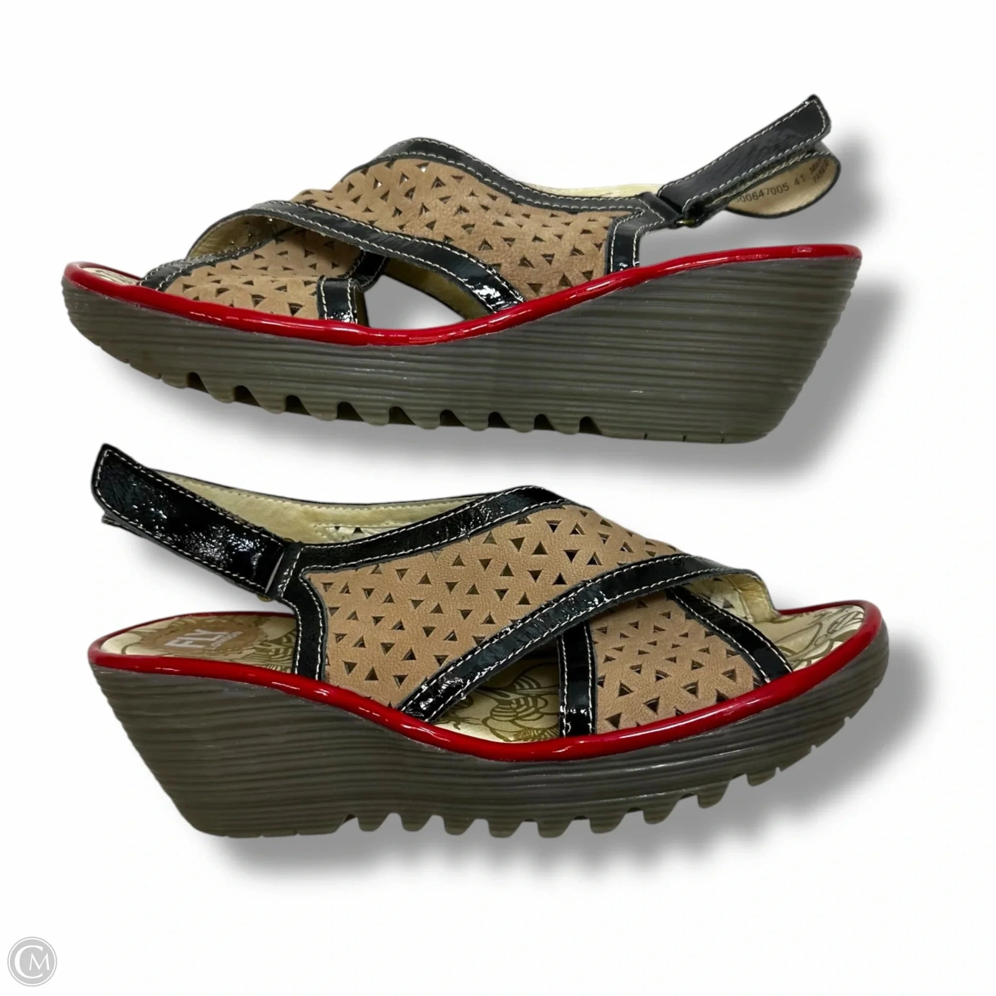 Sandals Heels Wedge By Fly London In Tan