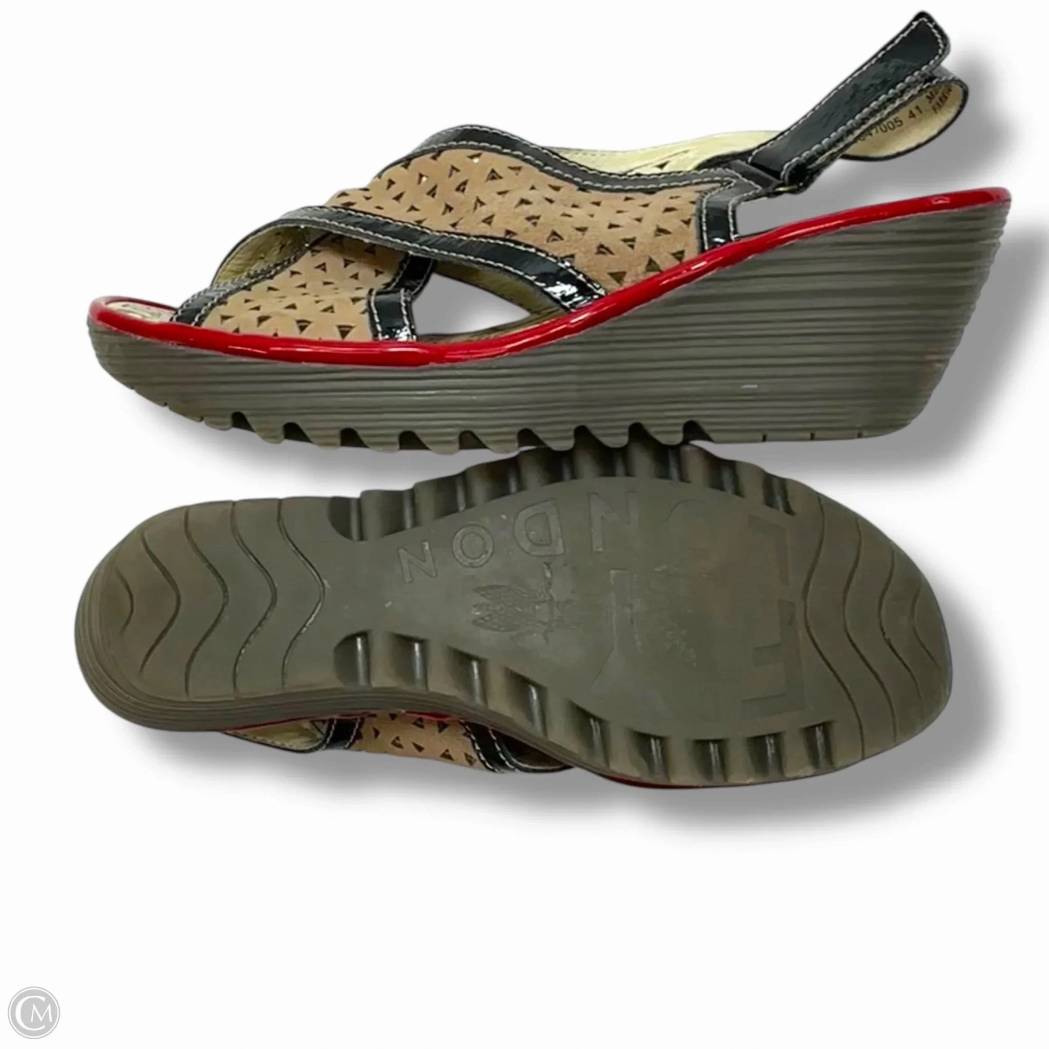 Sandals Heels Wedge By Fly London In Tan