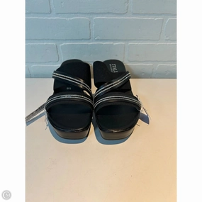 Sandals Heels Wedge By Italian Shoemakers In Black & Silver, Size: 9.5