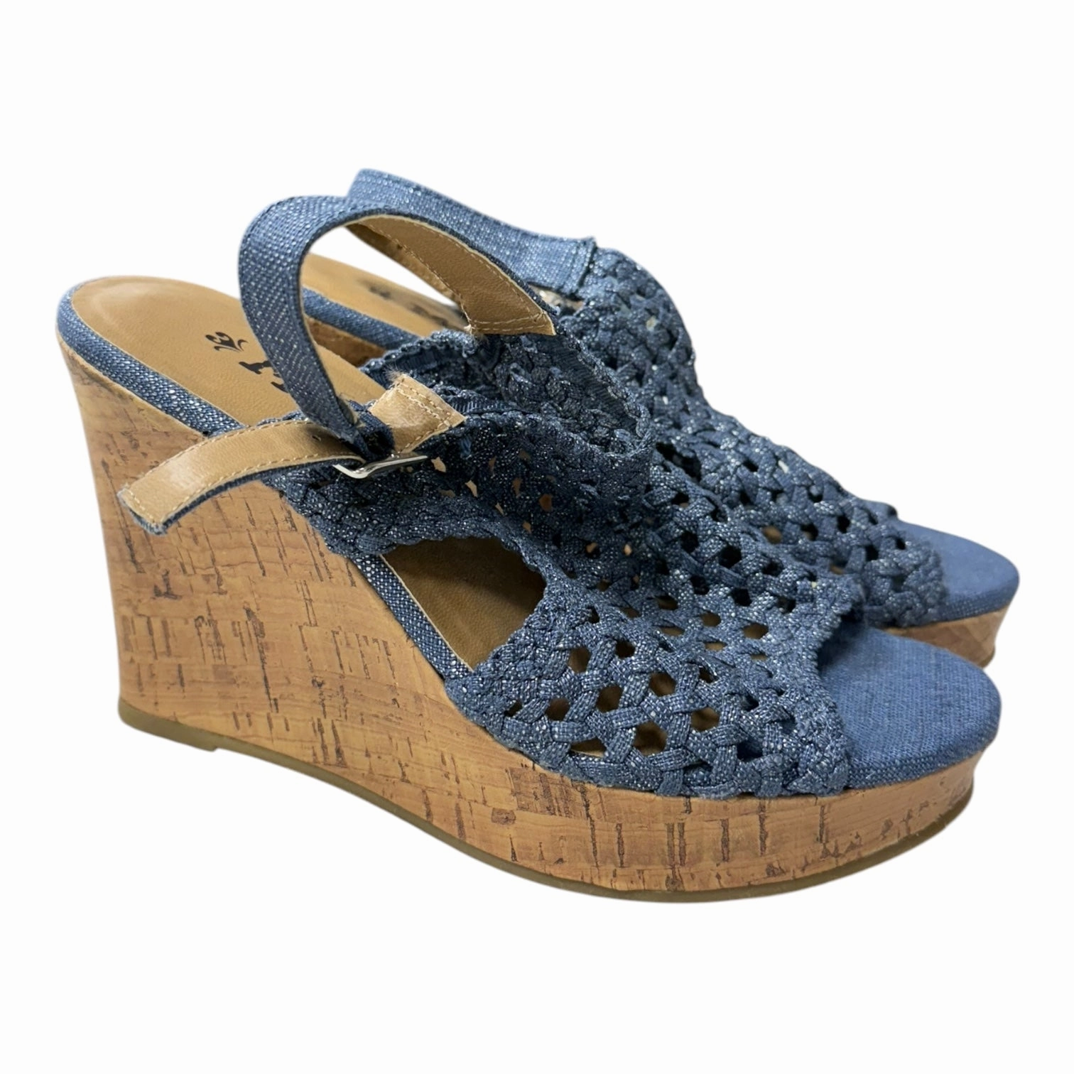 Sandals Heels Wedge By Mudd In Blue, Size:6