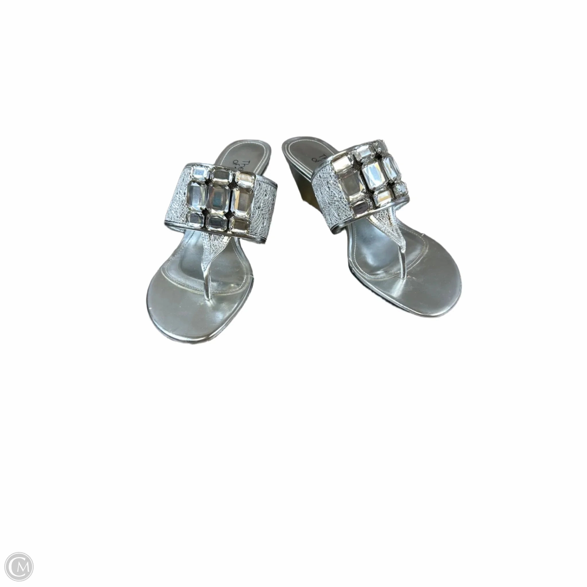 Sandals Heels Wedge By Nina In Silver, Size: 8.5