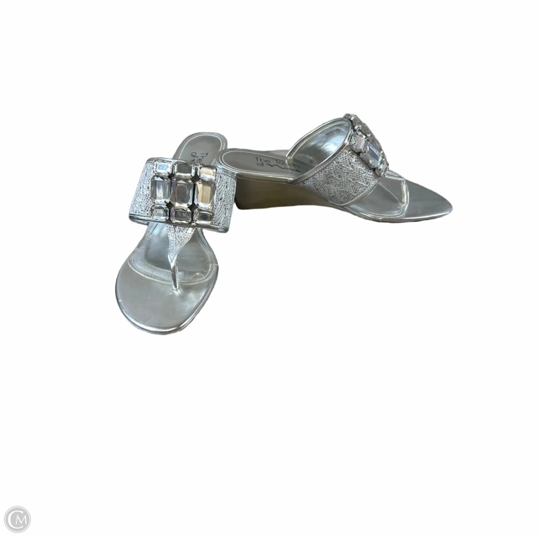 Sandals Heels Wedge By Nina In Silver, Size: 8.5