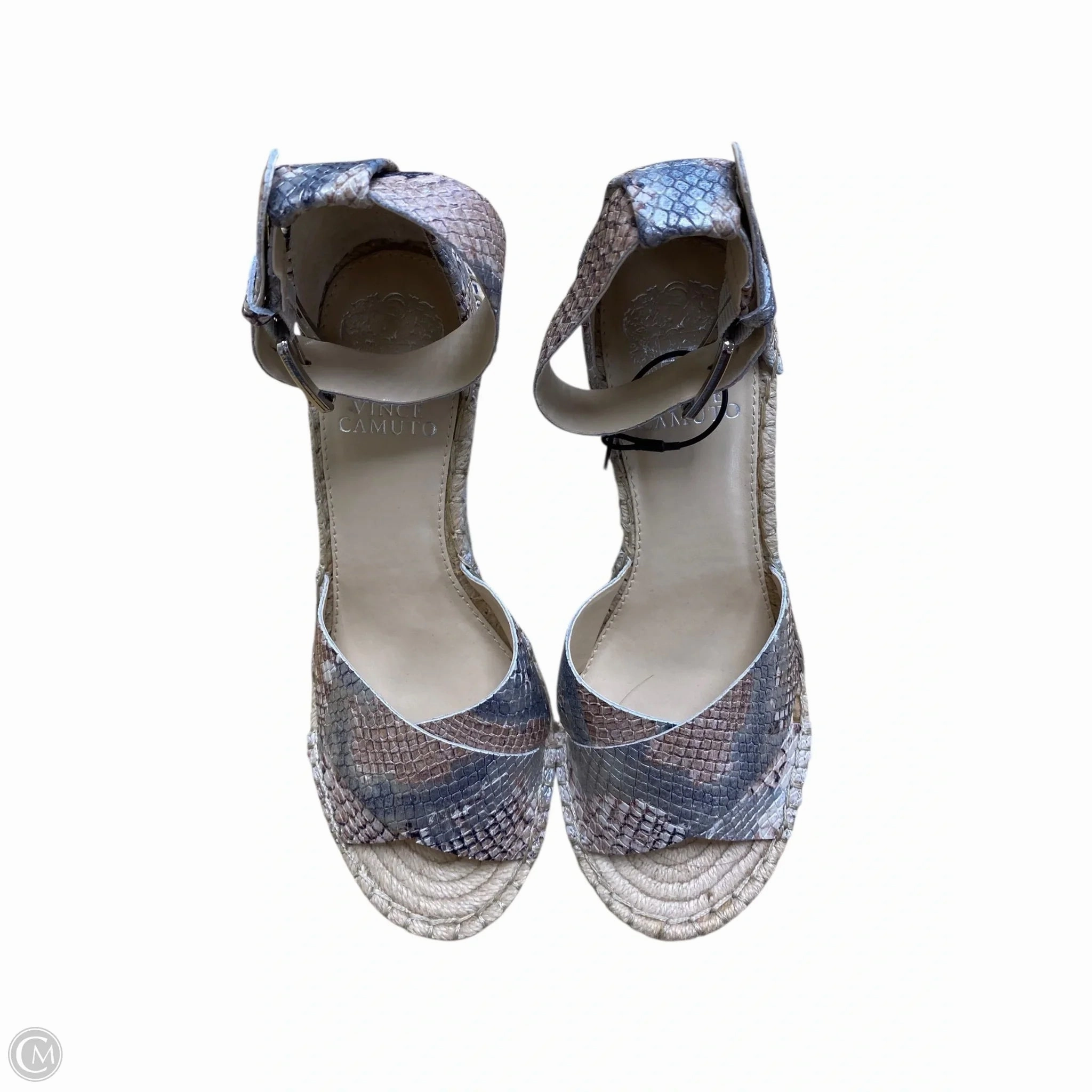 Sandals Heels Wedge By Vince Camuto In Snakeskin Print, Size: 7.5