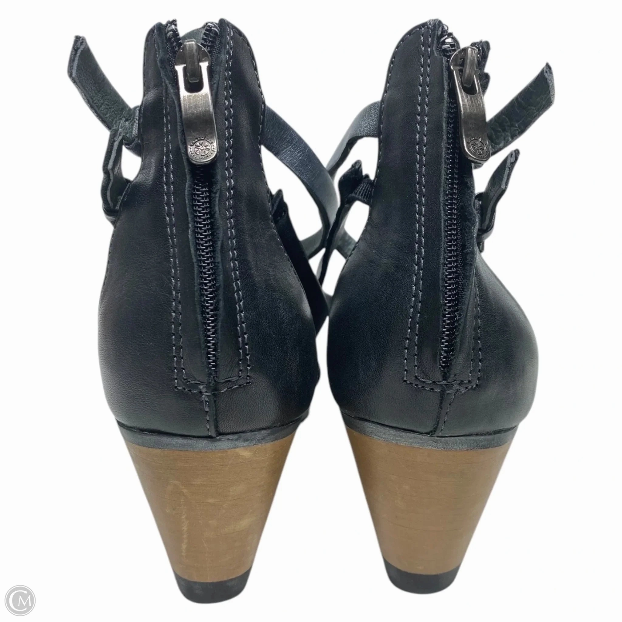 Shoes Heels Block By Bussola In Black & Grey, Size: 9.5