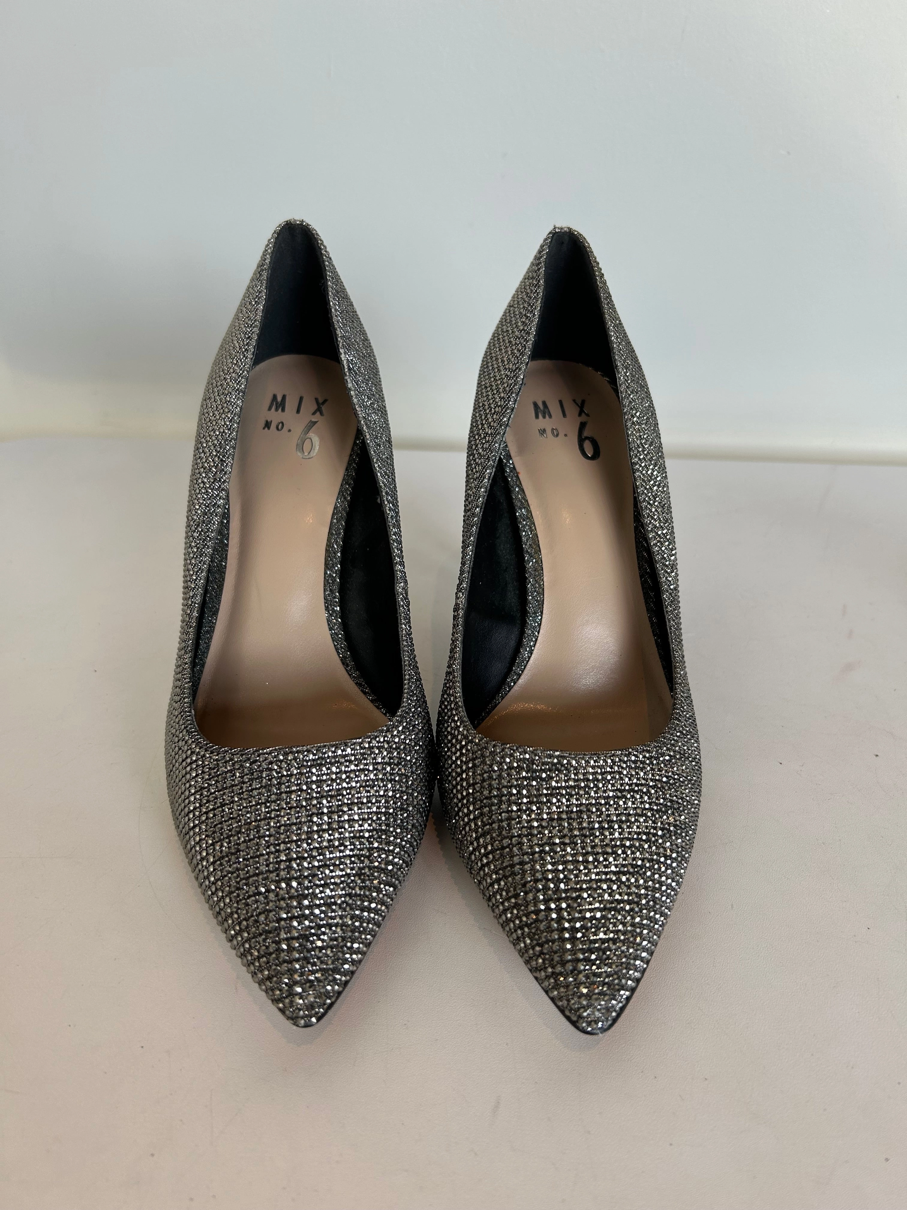 Shoes Heels Stiletto By Mix No 6 In Silver, Size: 8