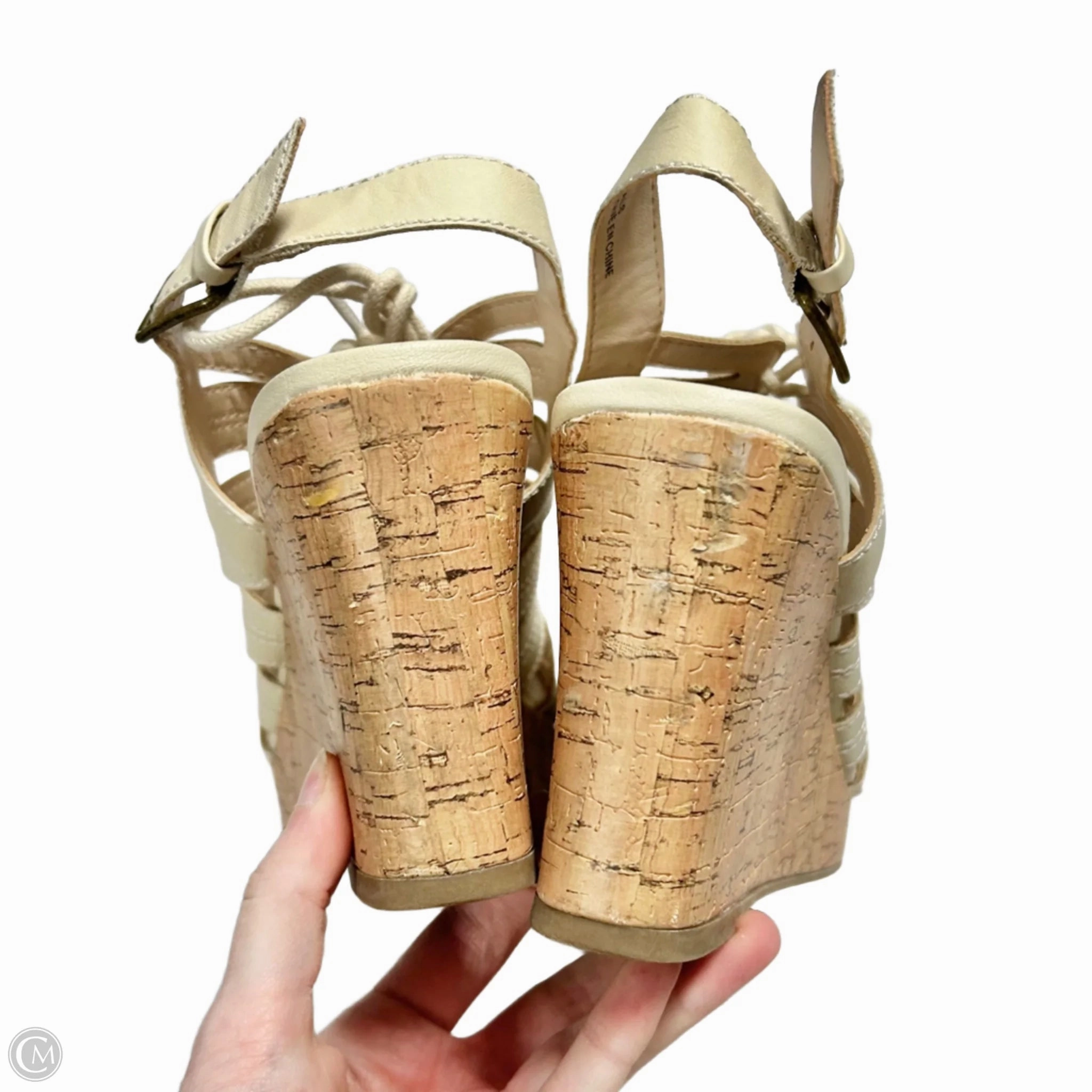 Shoes Heels Wedge By Maurices In Cream, Size: 9