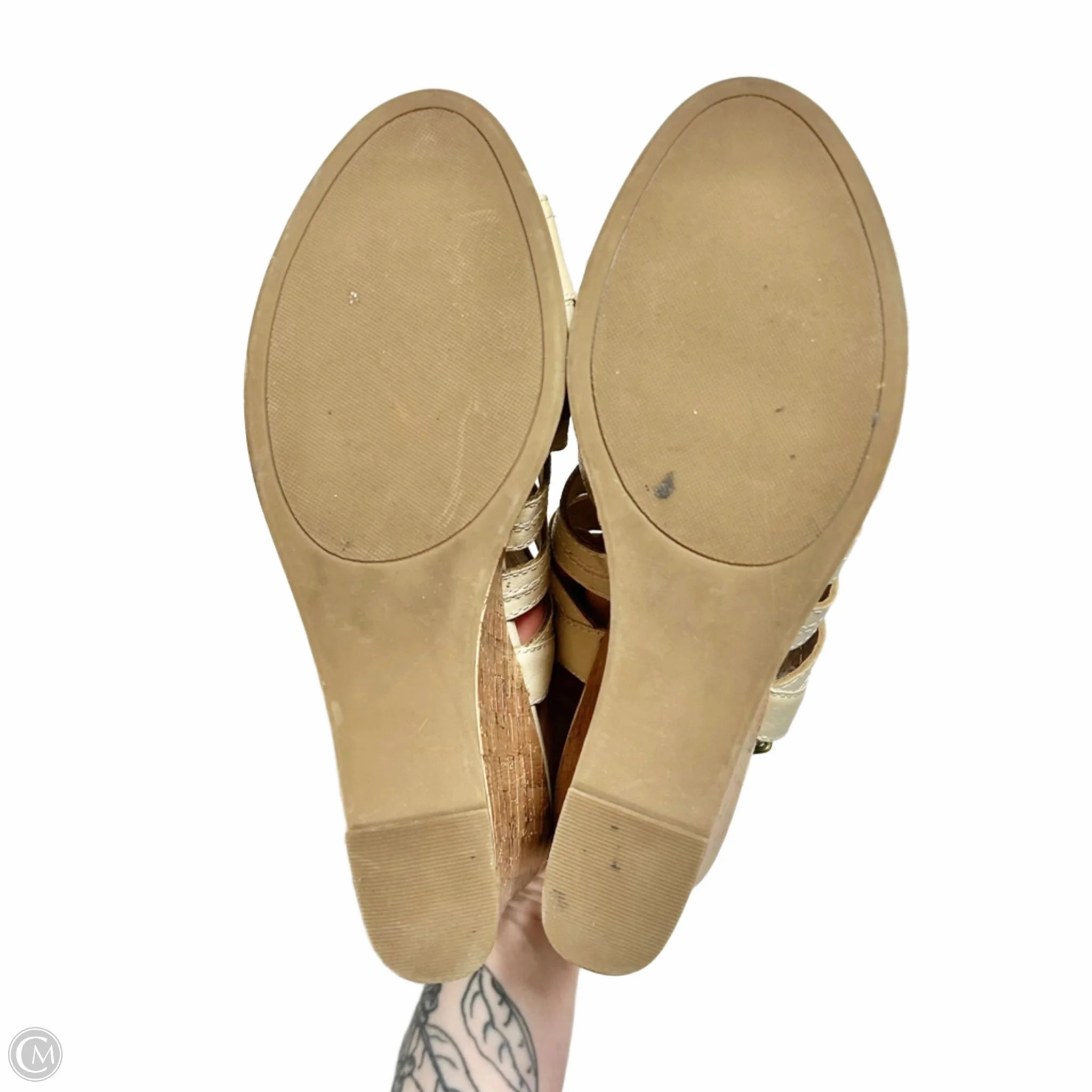 Shoes Heels Wedge By Maurices In Cream, Size: 9