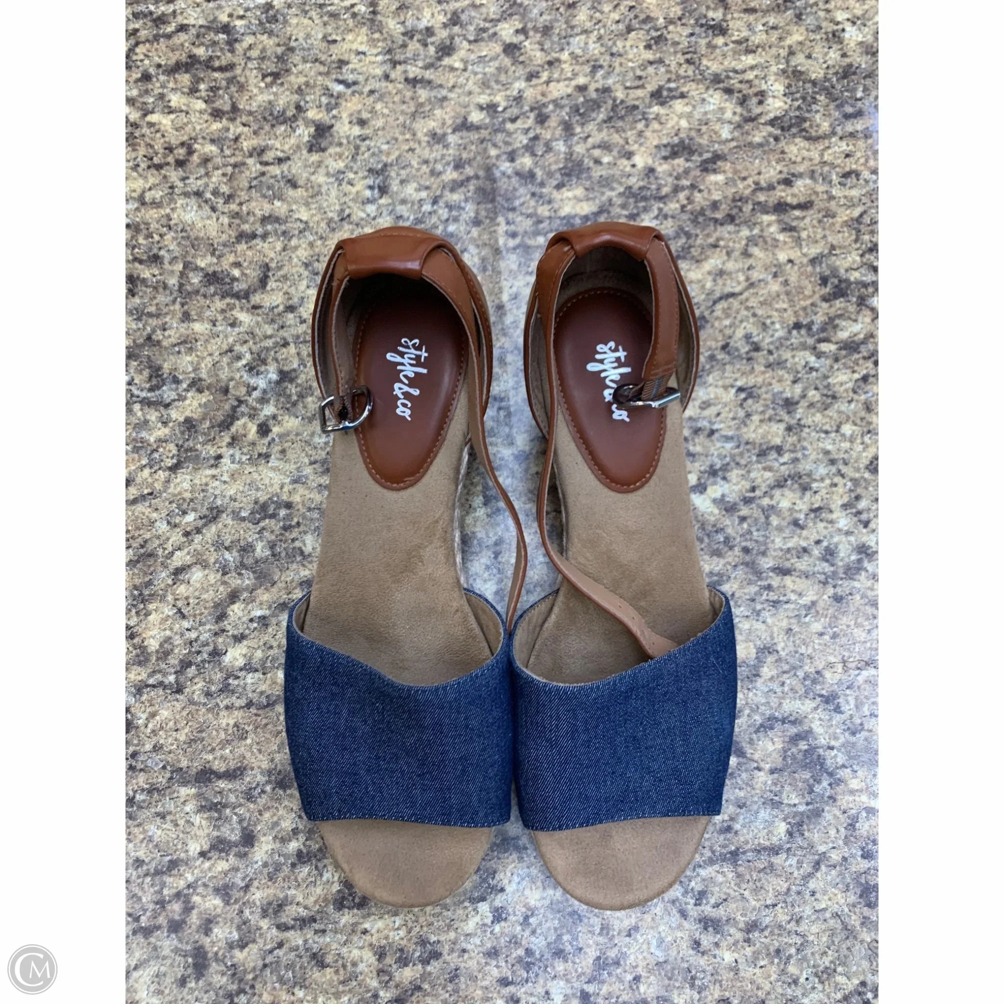 Shoes Heels Wedge By Style And Co Collection Women In Blue & Brown, Size: 11
