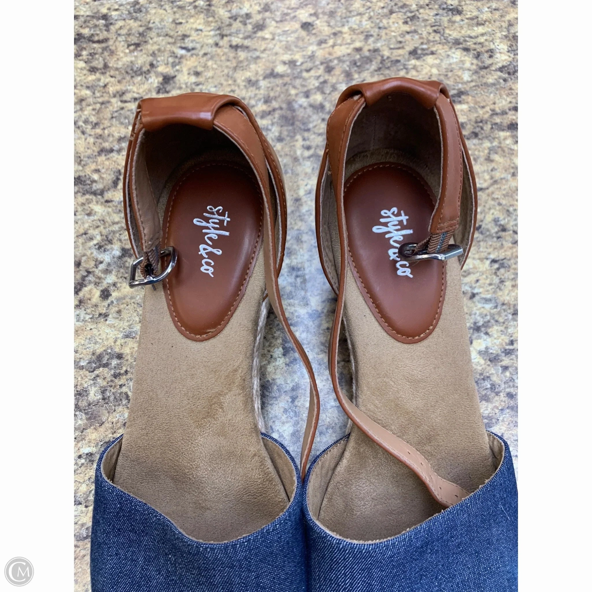 Shoes Heels Wedge By Style And Co Collection Women In Blue & Brown, Size: 11