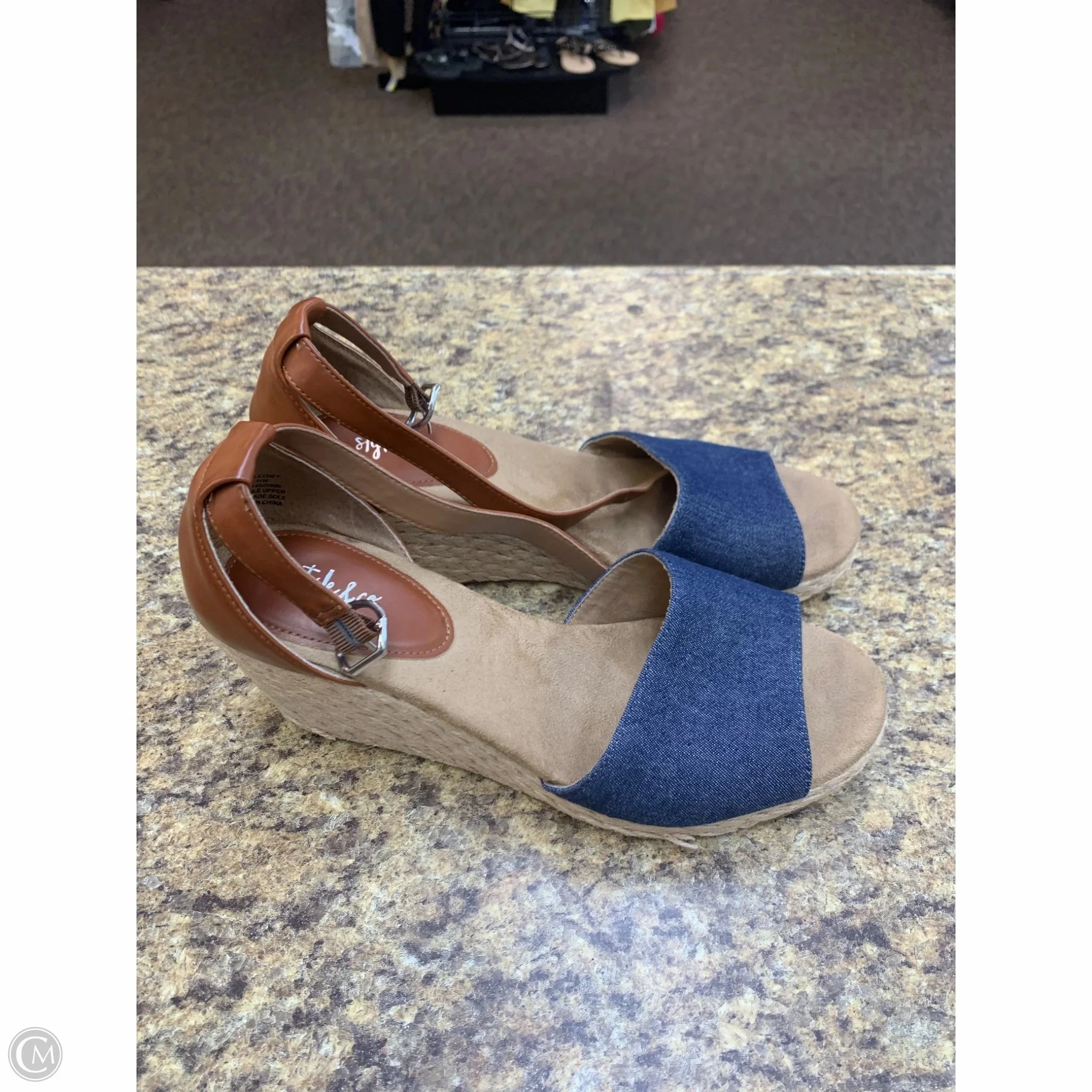 Shoes Heels Wedge By Style And Co Collection Women In Blue & Brown, Size: 11