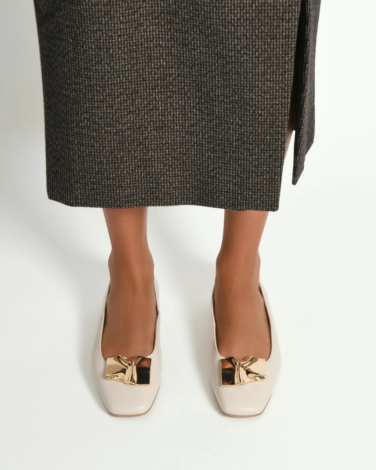 SONNY DRESS FLATS OFF WHITE LEATHER