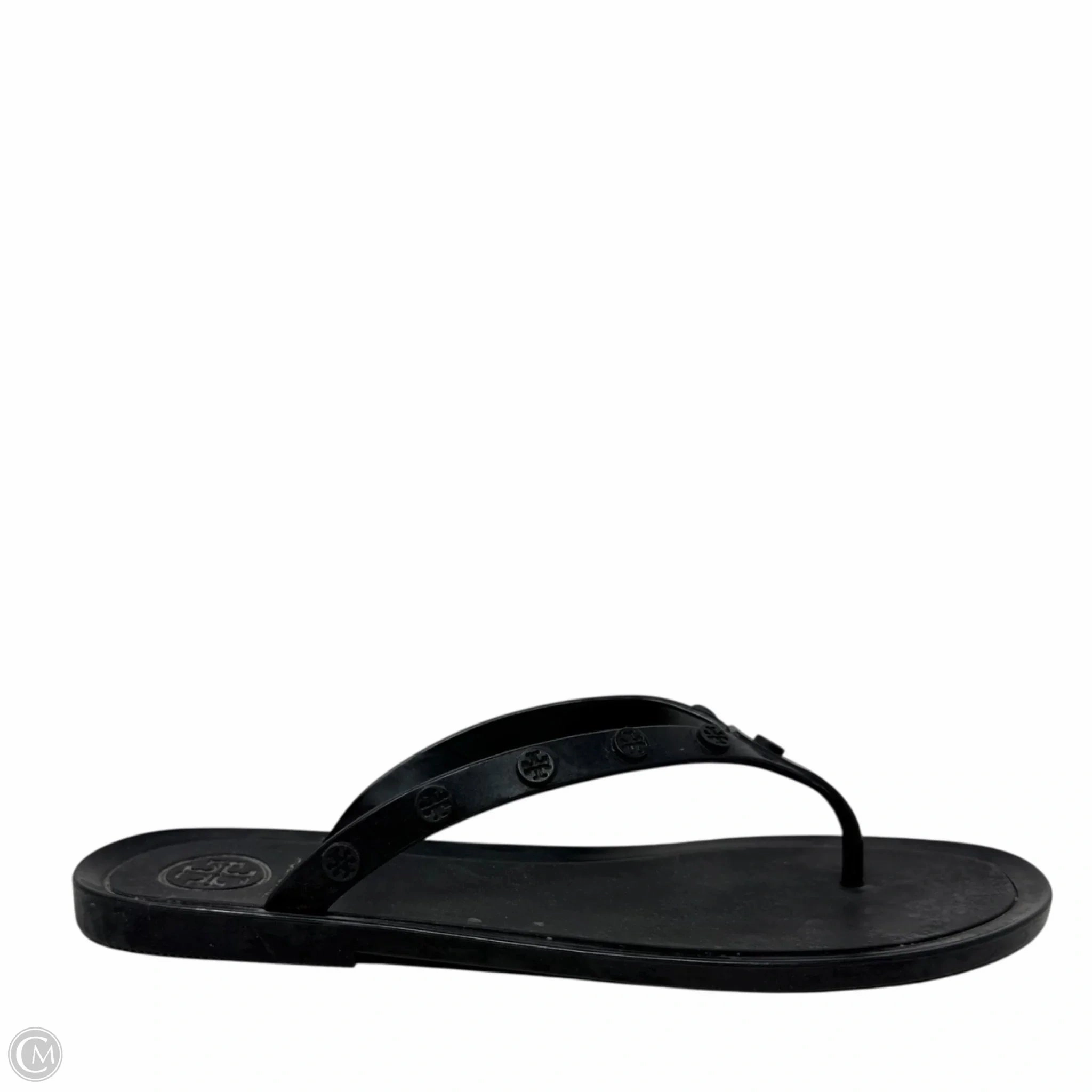 Studded Jelly Flip FlopSandals Designer By Tory Burch In Black, Size: 7.5