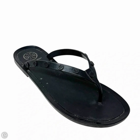 Studded Jelly Flip FlopSandals Designer By Tory Burch In Black, Size: 7.5
