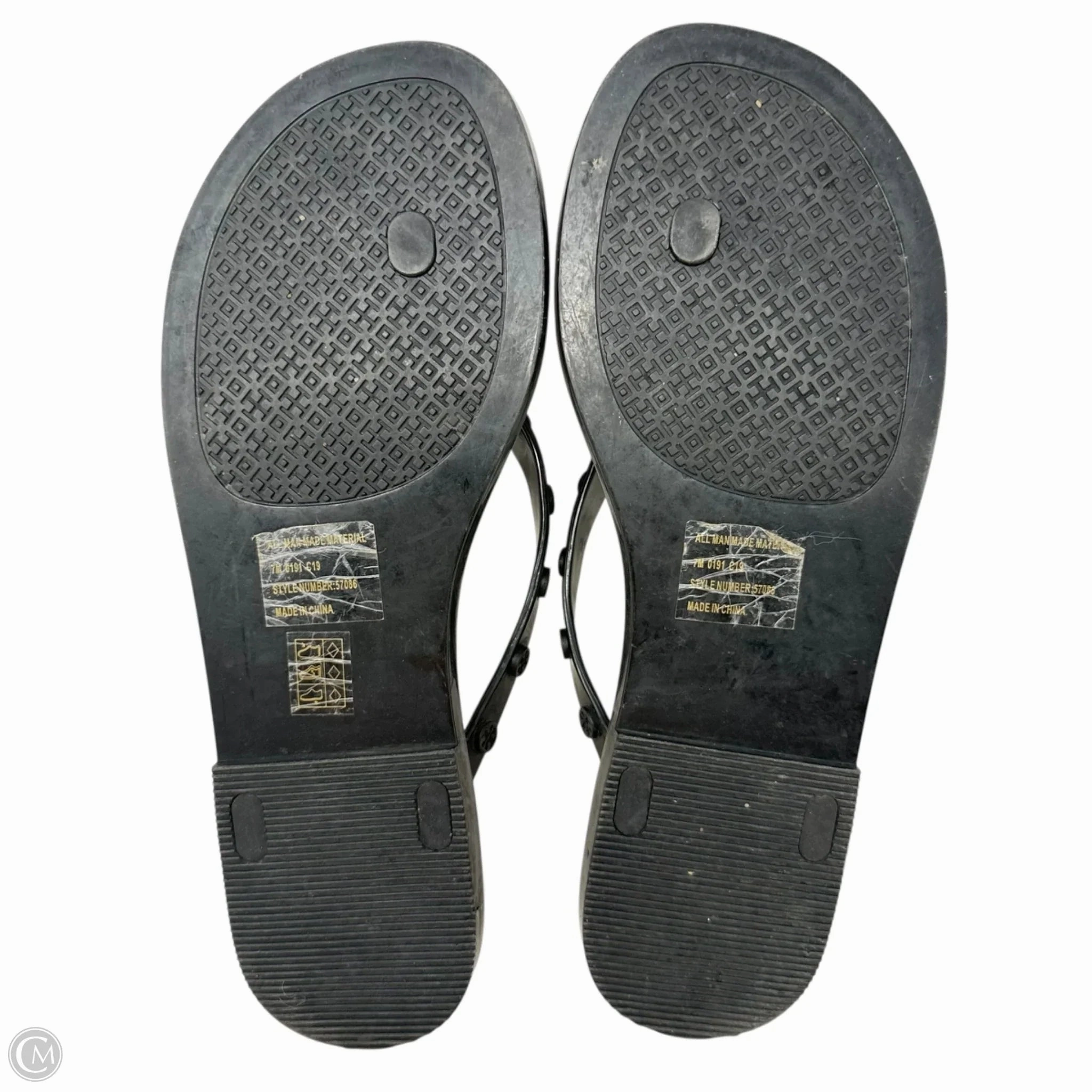 Studded Jelly Flip FlopSandals Designer By Tory Burch In Black, Size: 7.5