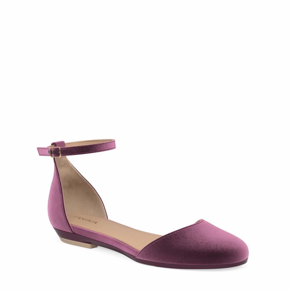 The Jocelyn - Sugar Plum Velvet Flat - FINAL SALE