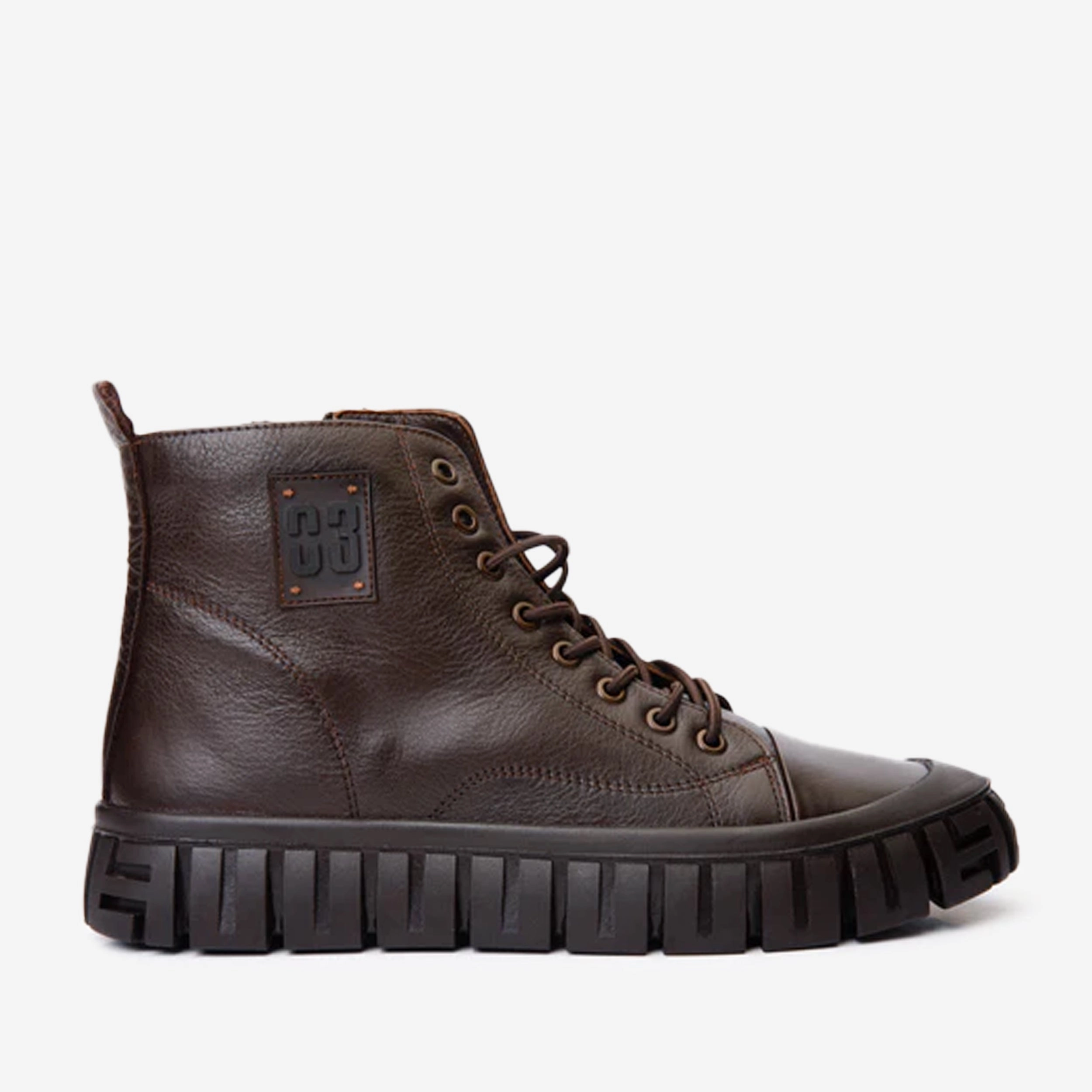 The Taco Brown Leather Casual Lace-Up Men Boot with a Zipper Final Sale!
