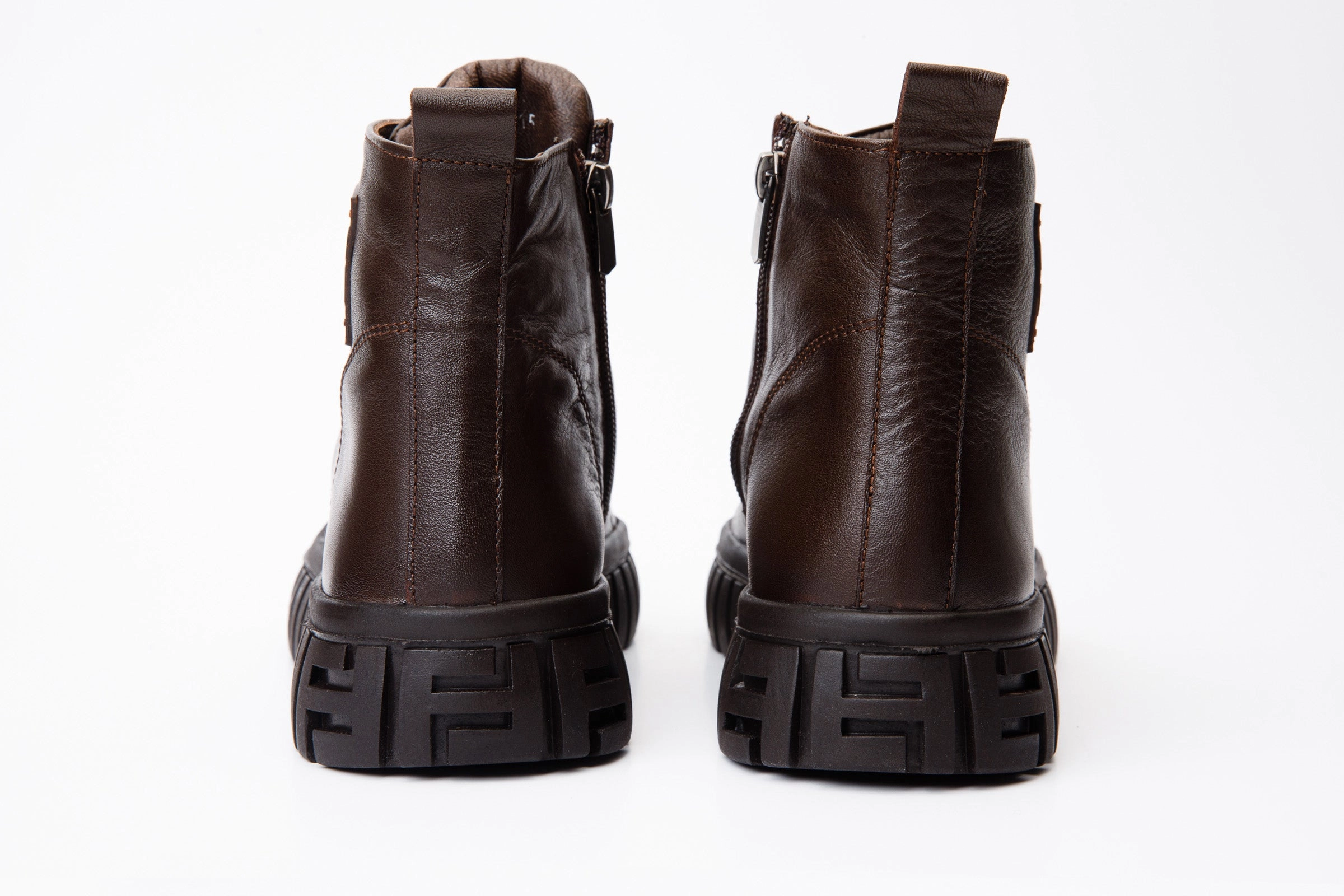 The Taco Brown Leather Casual Lace-Up Men Boot with a Zipper Final Sale!