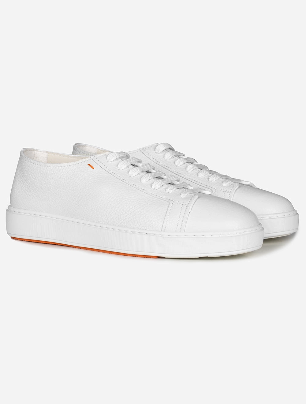 Tumbled Leather Sneaker White