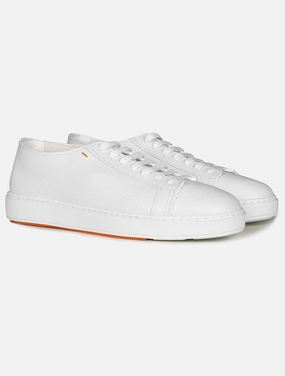 Tumbled Leather Sneaker White