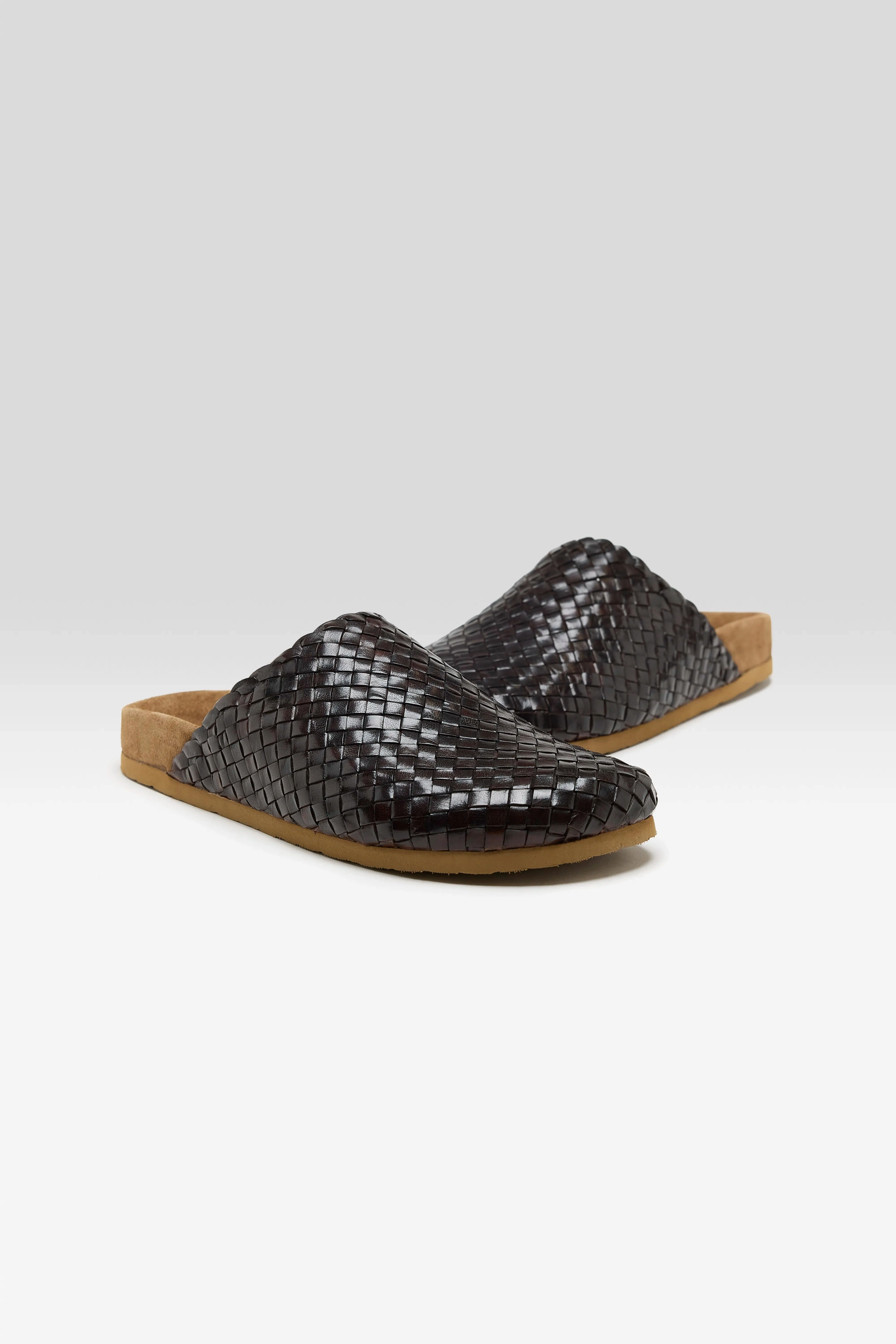 Woven Leather Mule Sandals  (251 / W / BROWN)