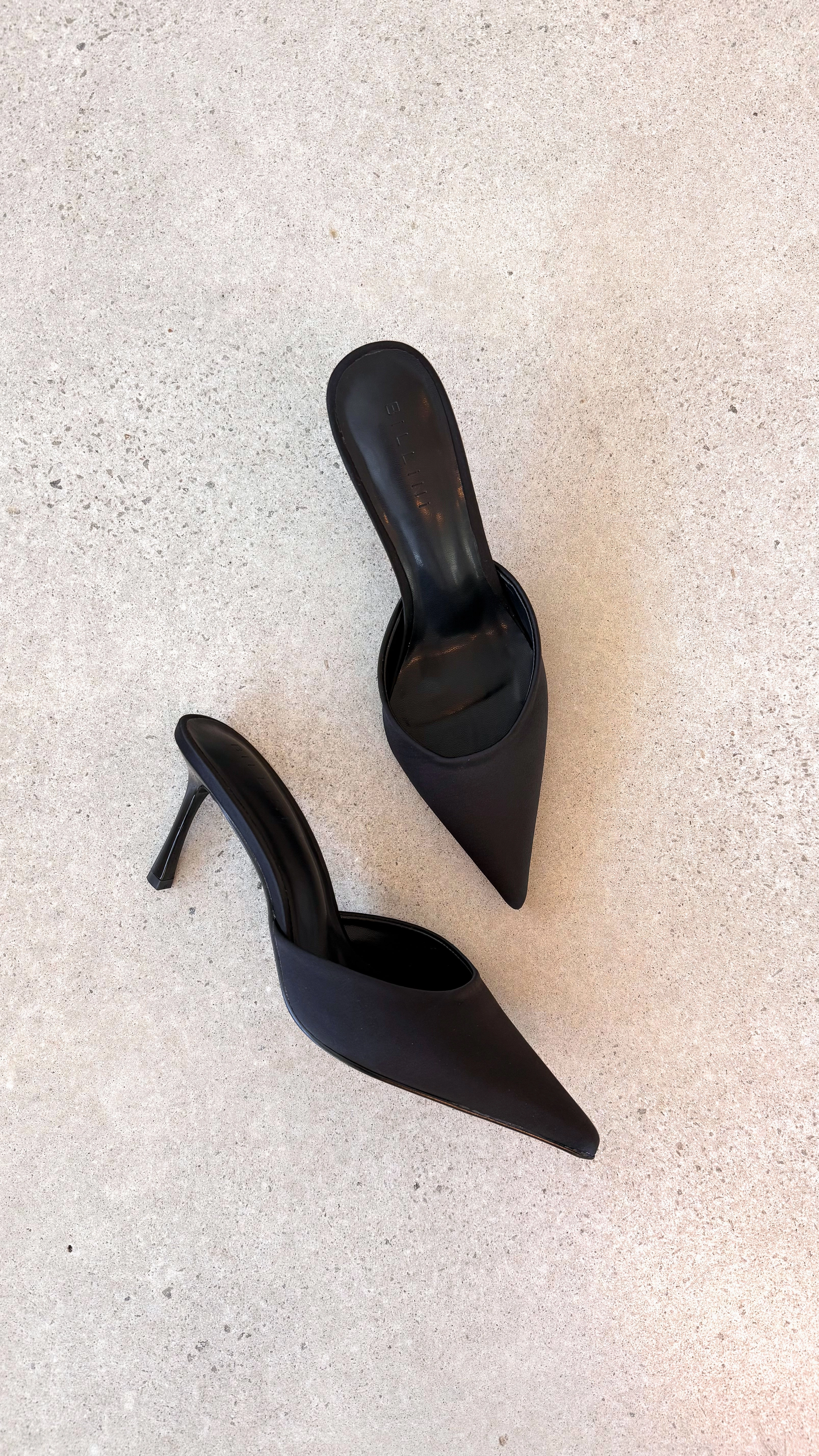 Xayden Heels - Black Satin